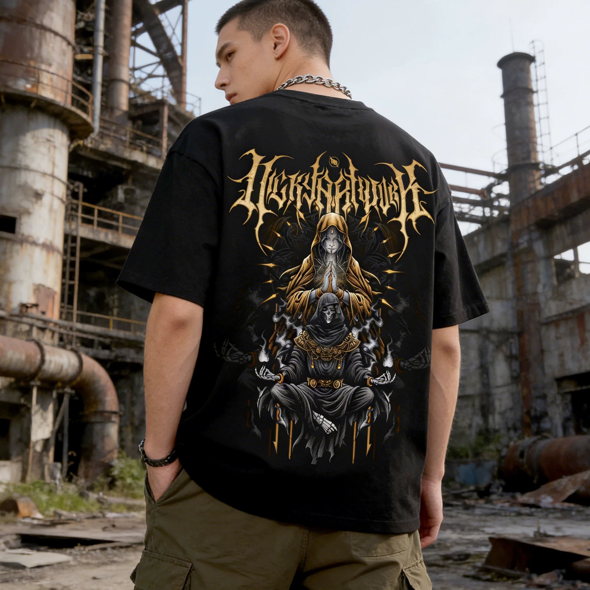 Original trendy brand niche Death God metal short sleeved T-shirt high street pure cotton loose core band for men and women