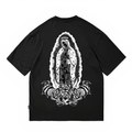 Original American street flower font retro loose cotton heavyweight niche hip-hop tattoo artist trendy brand T