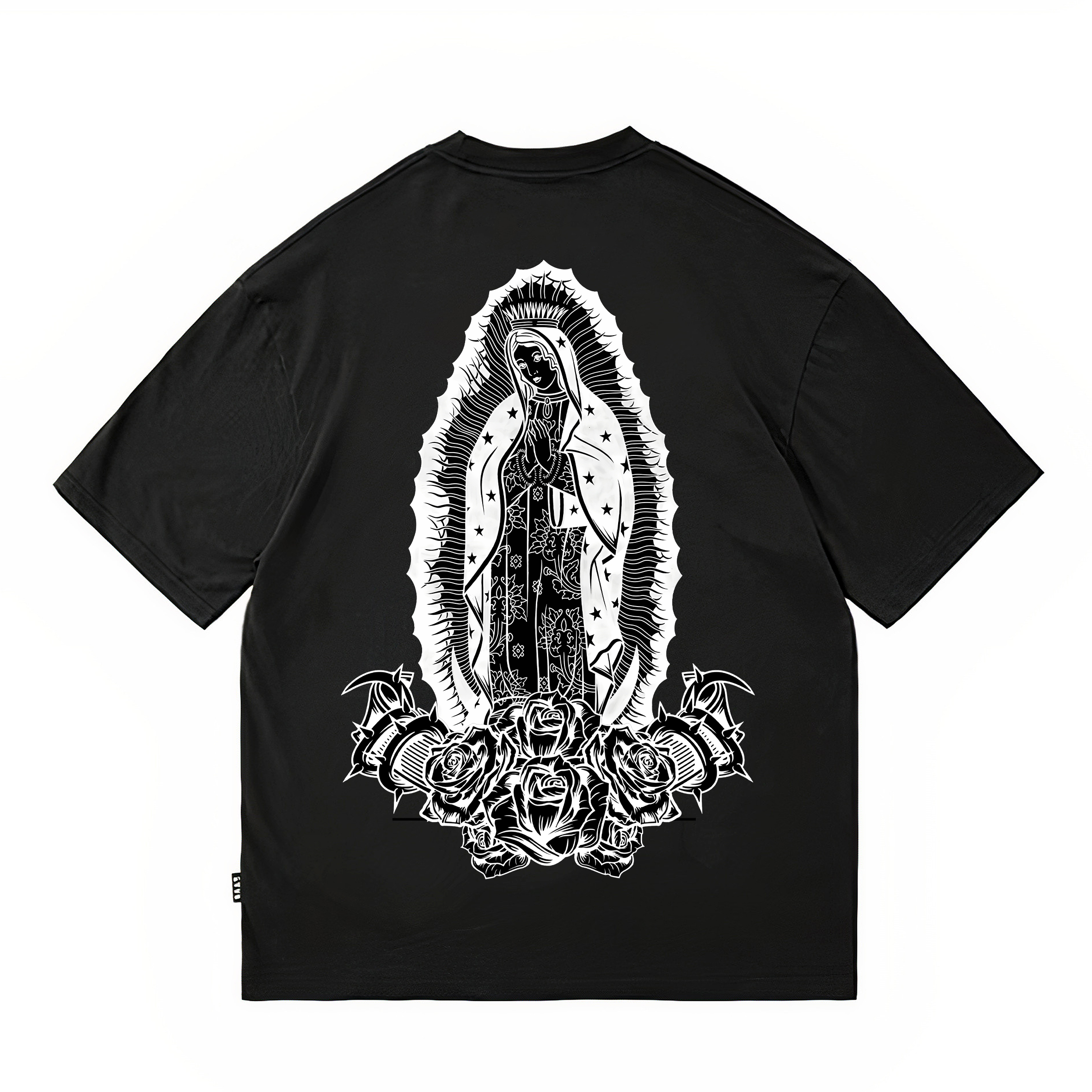 Original American street flower font retro loose cotton heavyweight niche hip-hop tattoo artist trendy brand T