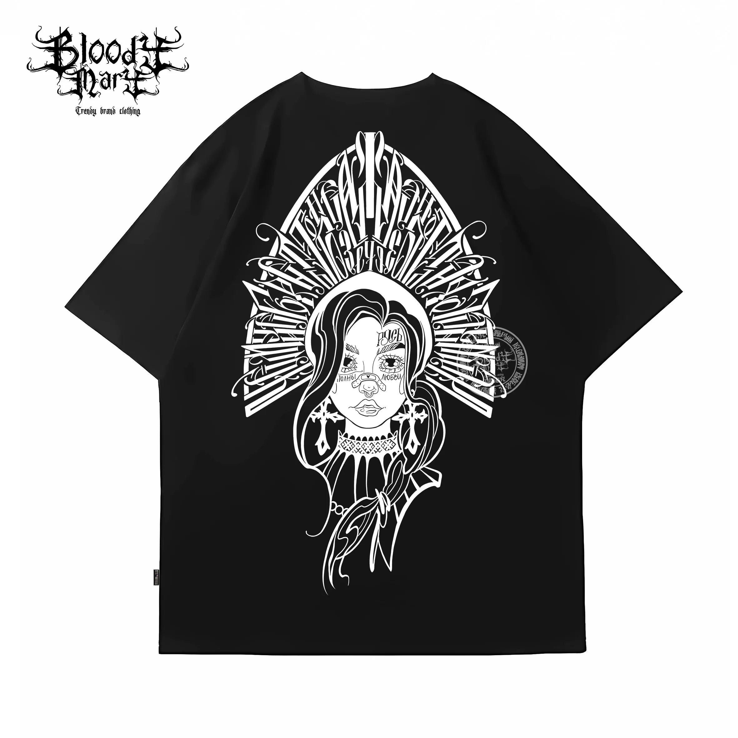 Original trendy brand American West Coast floral font heavyweight pure cotton T-shirt ins street round neck hip-hop street dance short sleeved shirt