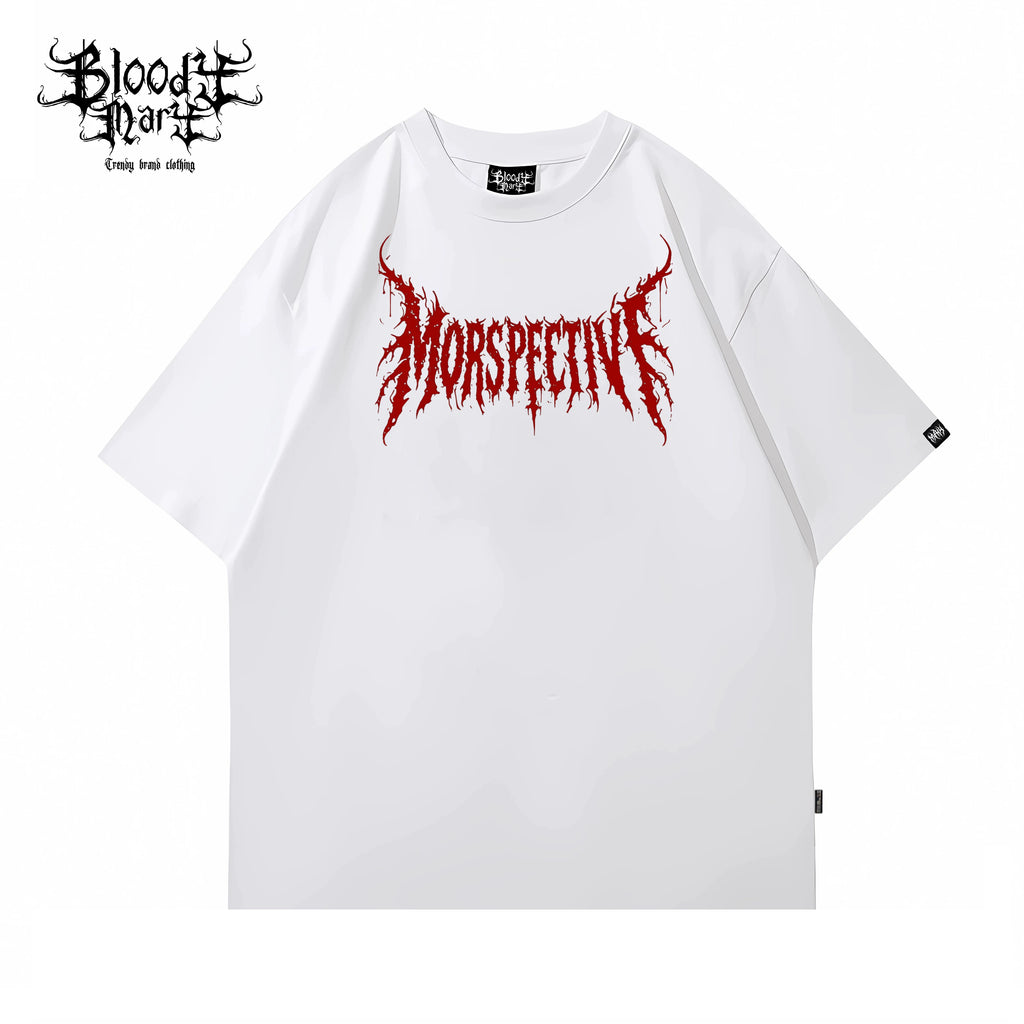 American street retro floral font short sleeved loose cotton heavyweight niche hip-hop tattoo artist trendy T-shirt