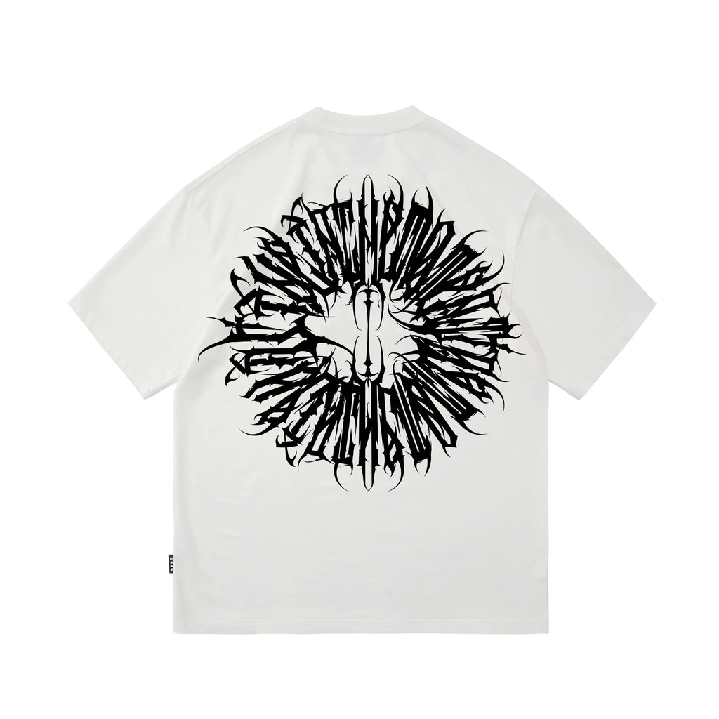Loose T-shirt Chicano Dark Flower Font West Coast Printed High Street Short Sleeve American Heavy Cotton Trendy Brand