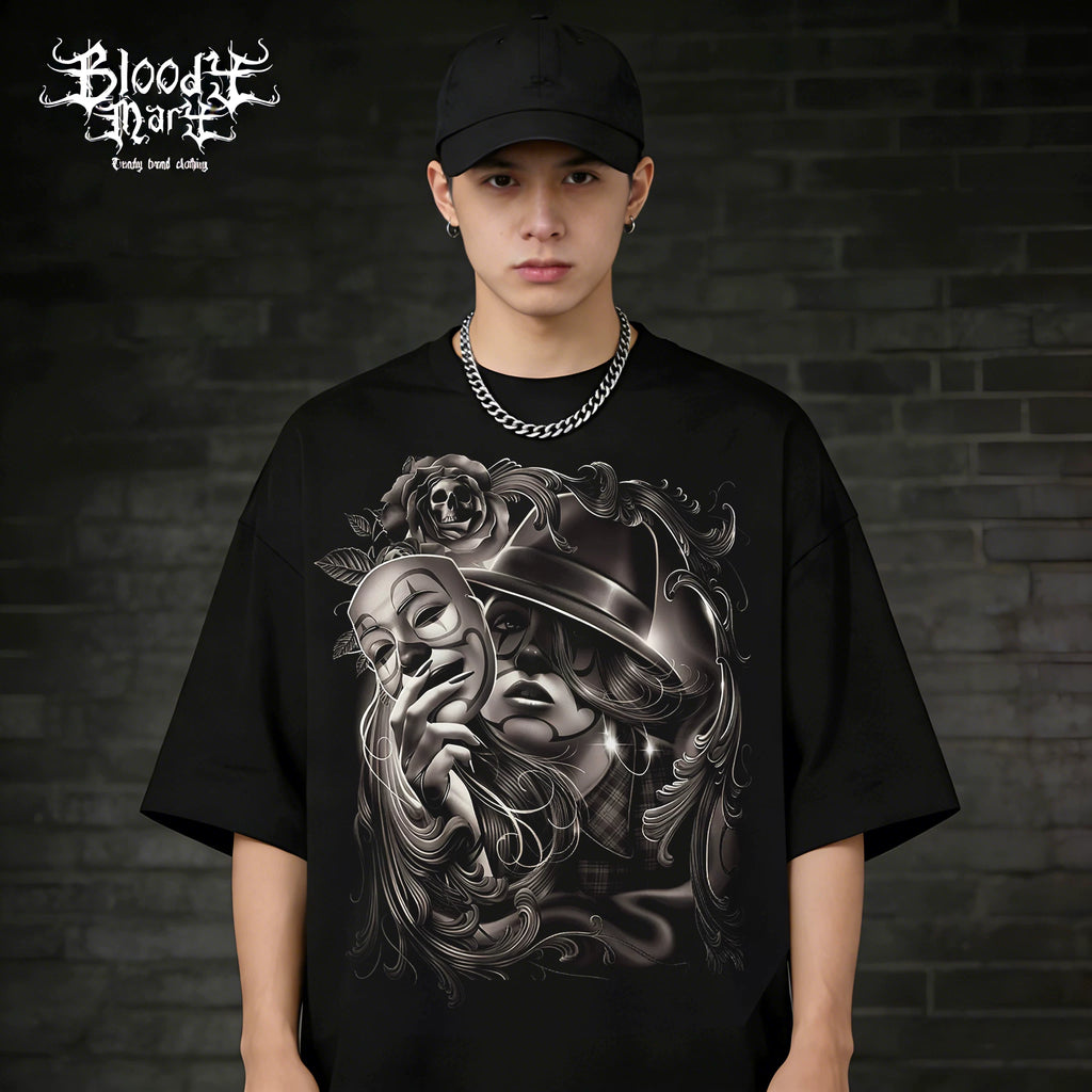 Original American street retro Chicano West Coast pure cotton heavyweight niche hip-hop tattoo artist trendy T-shirt print