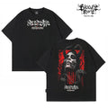 Original trendy brand dark punk skull niche American floral font heavyweight loose hip-hop printed short sleeved T-shirt