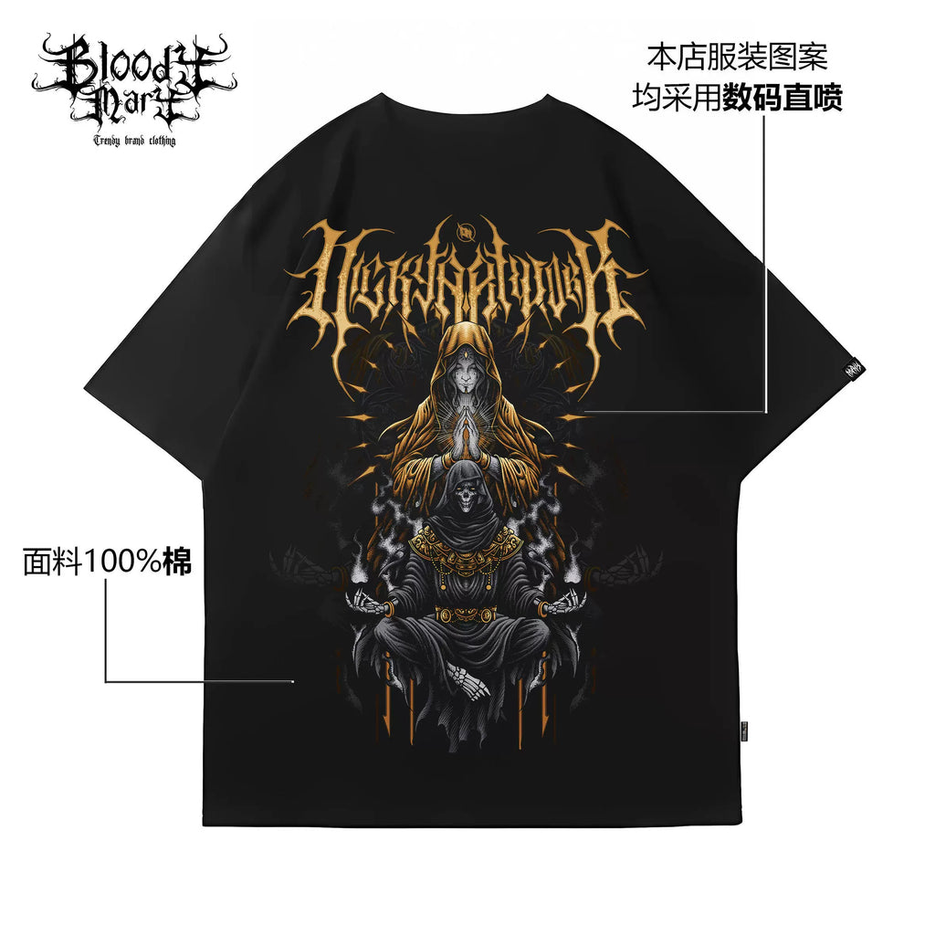 Original trendy brand niche Death God metal short sleeved T-shirt high street pure cotton loose core band for men and women