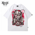 Animation Cartoon anime Dark Black Printing Animation Short Sleeve T-shirts for Men and Women Summer New Loose ins Five point Illustration