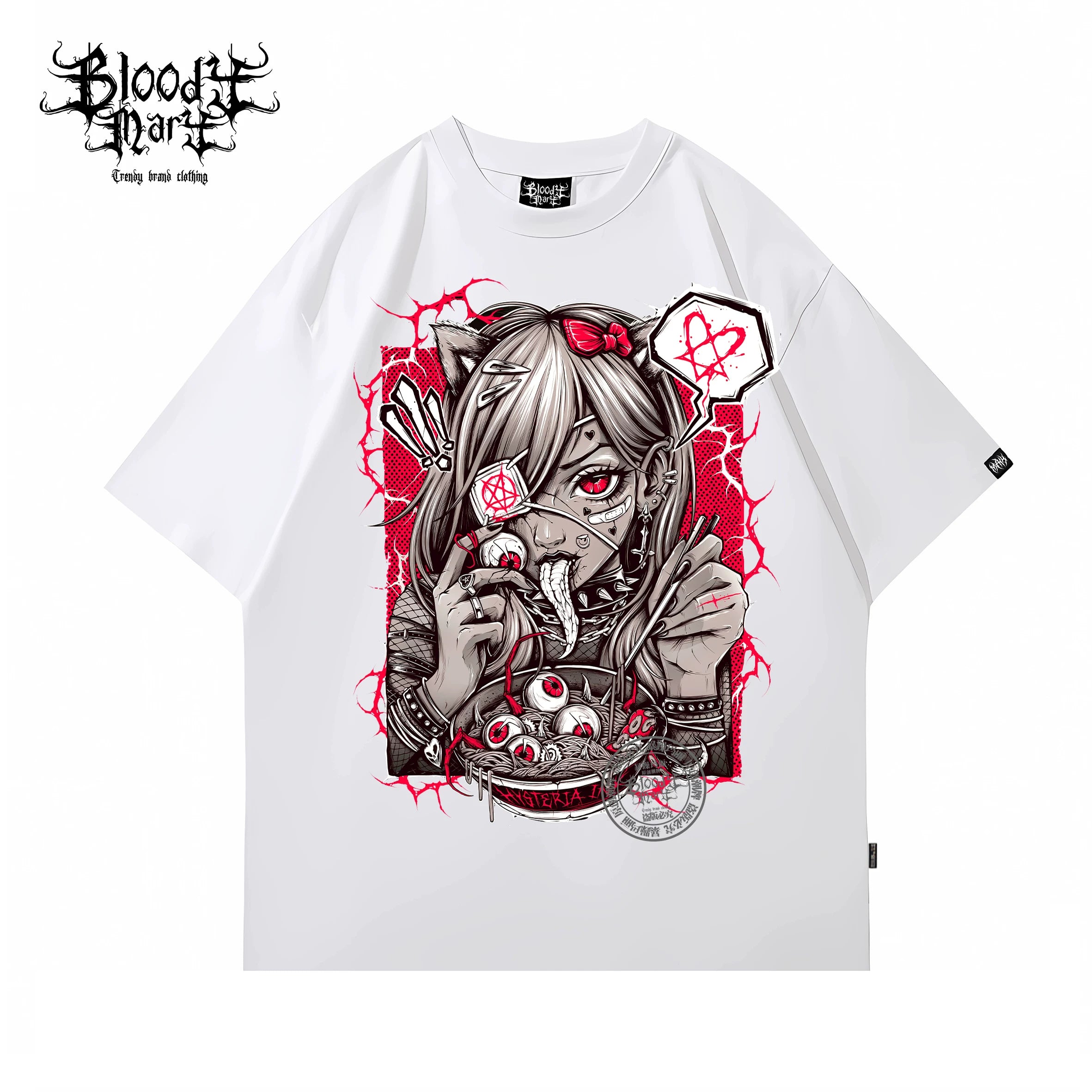 Animation Cartoon anime Dark Black Printing Animation Short Sleeve T-shirts for Men and Women Summer New Loose ins Five point Illustration
