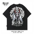 Original Trendy Brand American West Coast Hip Hop Style Black Short sleeved T-shirt Men's Loose Shoulder Printed Top Trendy Brand