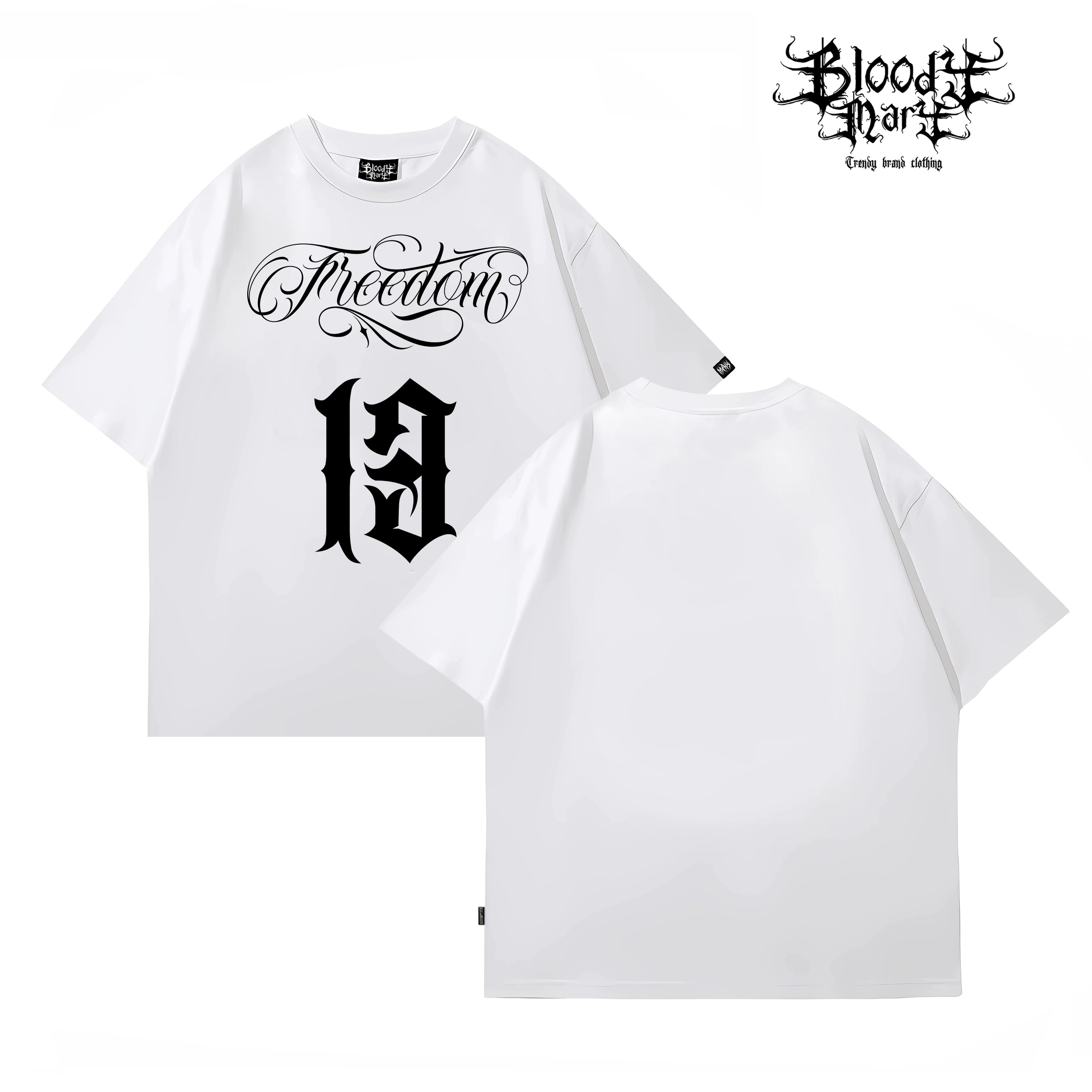Street casual style black short sleeved T-shirt men's Chicano print loose cotton round neck floral font bandit top