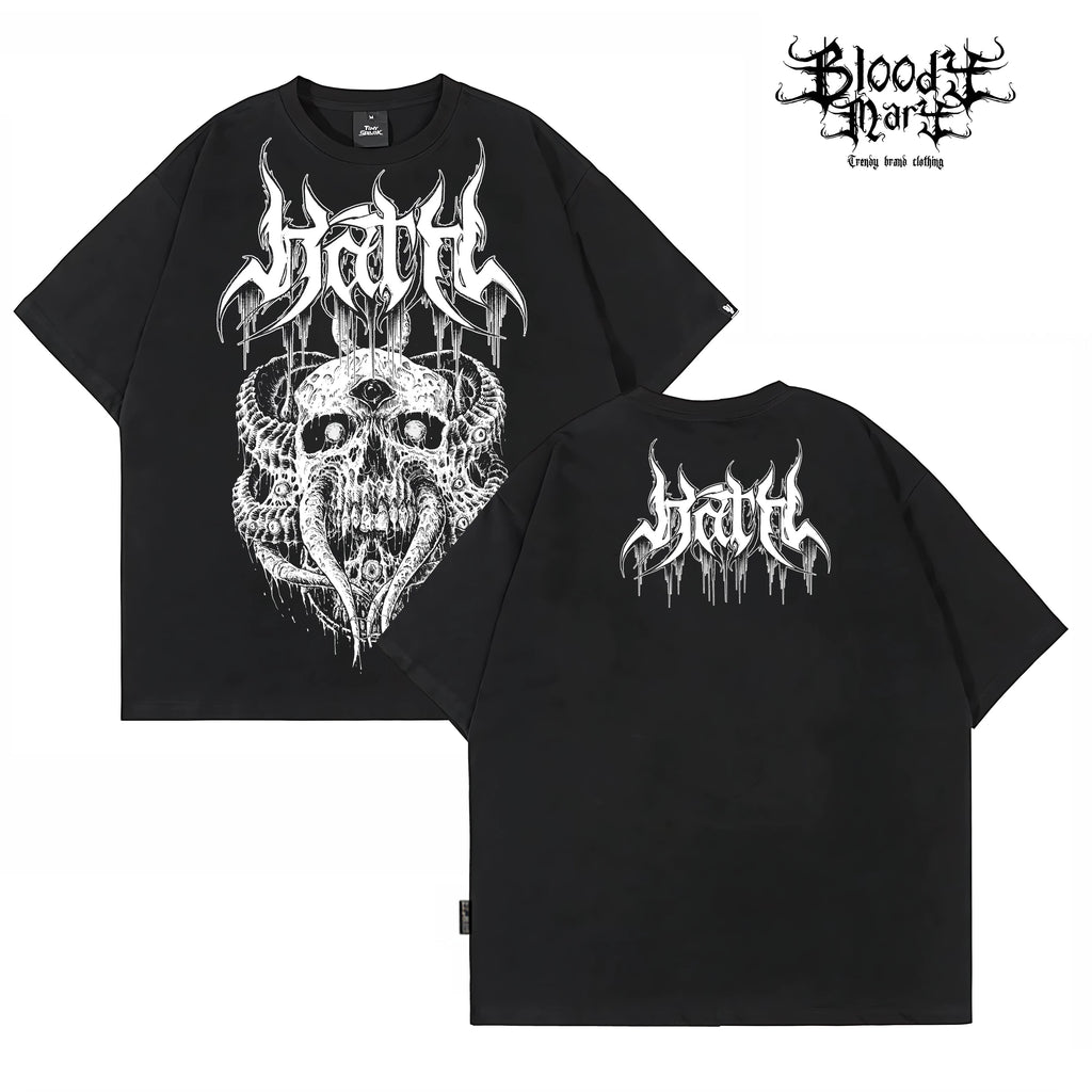 Flower shaped characters, Chicano skeleton, niche trendy brand, original hip-hop, heavyweight ins, tattoo artist, American street t-shirt