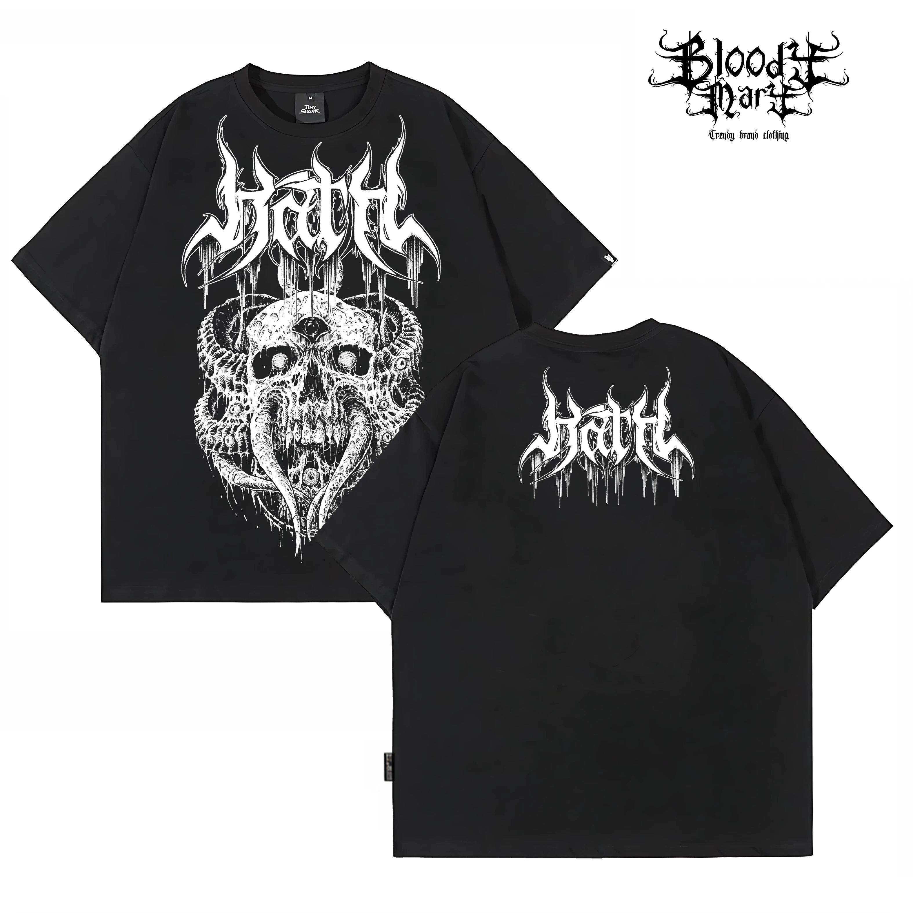 Flower shaped characters, Chicano skeleton, niche trendy brand, original hip-hop, heavyweight ins, tattoo artist, American street t-shirt