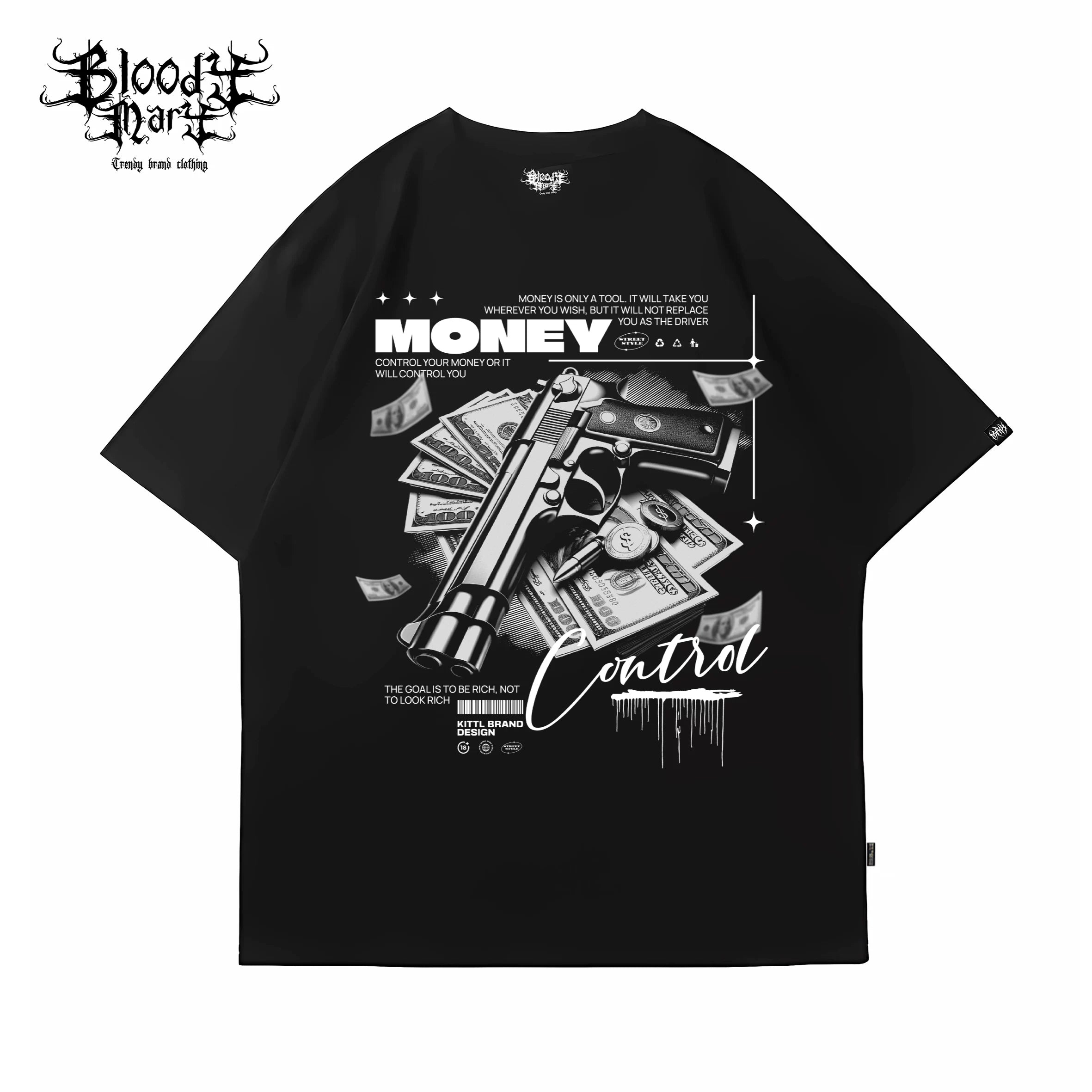 American Trendy Bandit Bandit Money Banknote Street Hip Hop T-shirt Trendy High Street Dance INS Tattoo West Coast