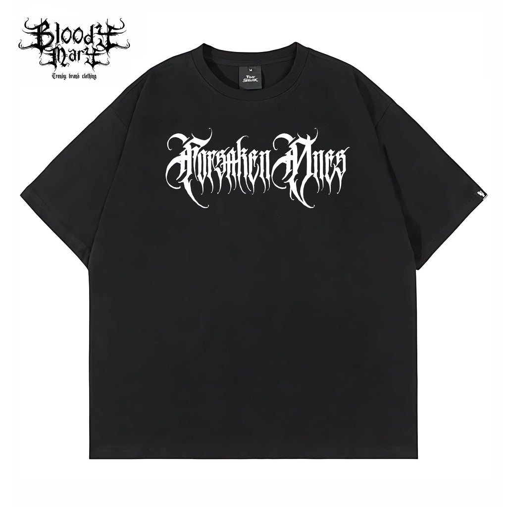 American street flower font short sleeved loose cotton heavyweight niche hip-hop fashion brand tattoo artist T-shirt abstract trend