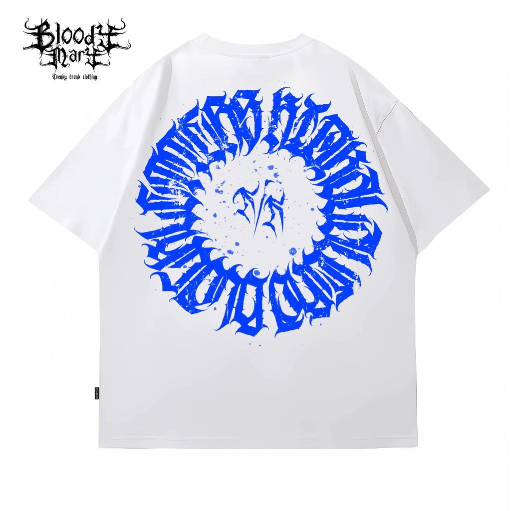 American street retro floral font Chicano West Coast pure cotton heavyweight niche hip-hop tattoo artist trendy T-shirt