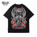 Original Trendy Brand American Street Devil Flower Font Short Sleeve Men's and Women's Loose Cotton Heavy Weight Niche Hip Hop T-shirt