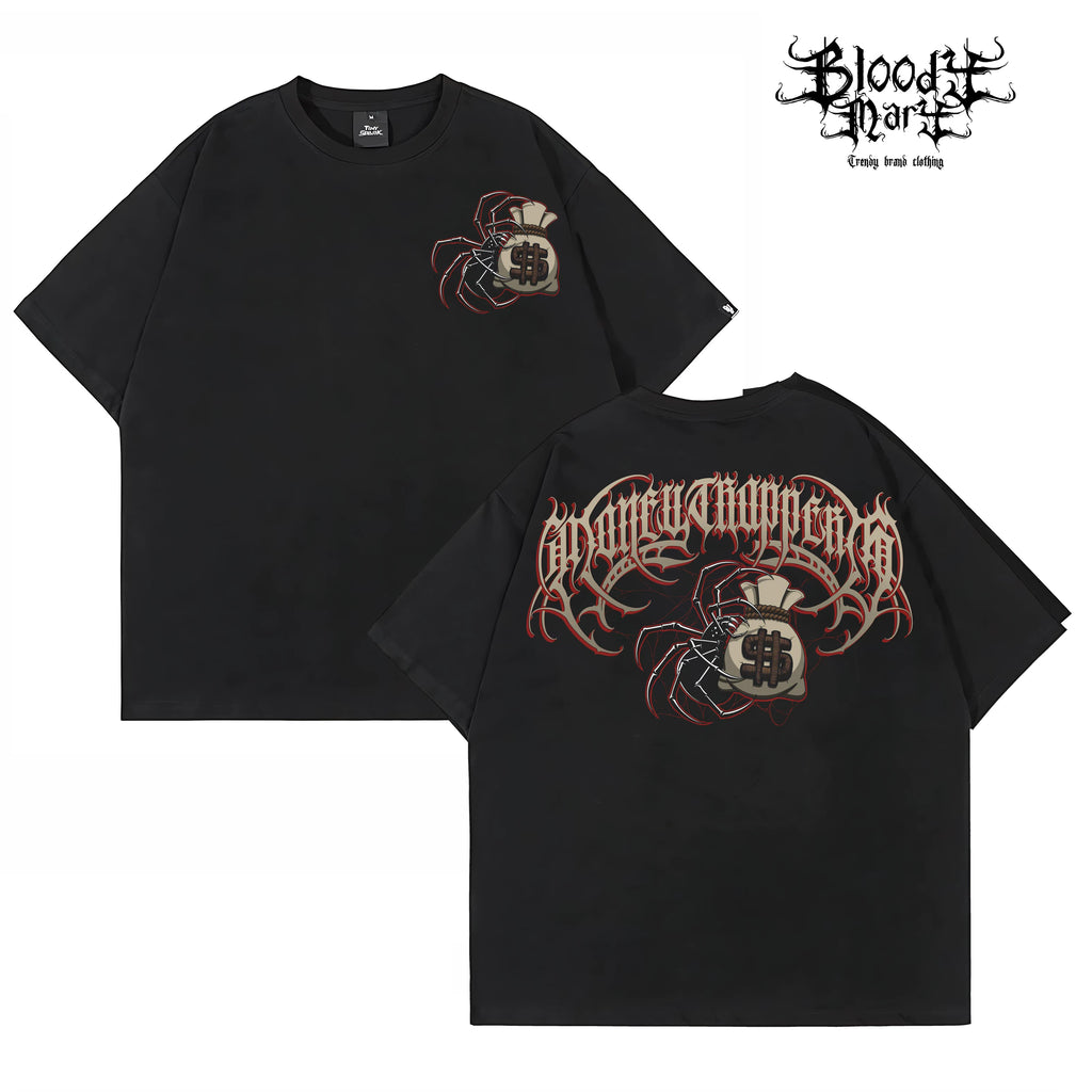 American street West Coast floral font short sleeved loose cotton heavyweight niche hip-hop tattoo artist trendy T-shirt