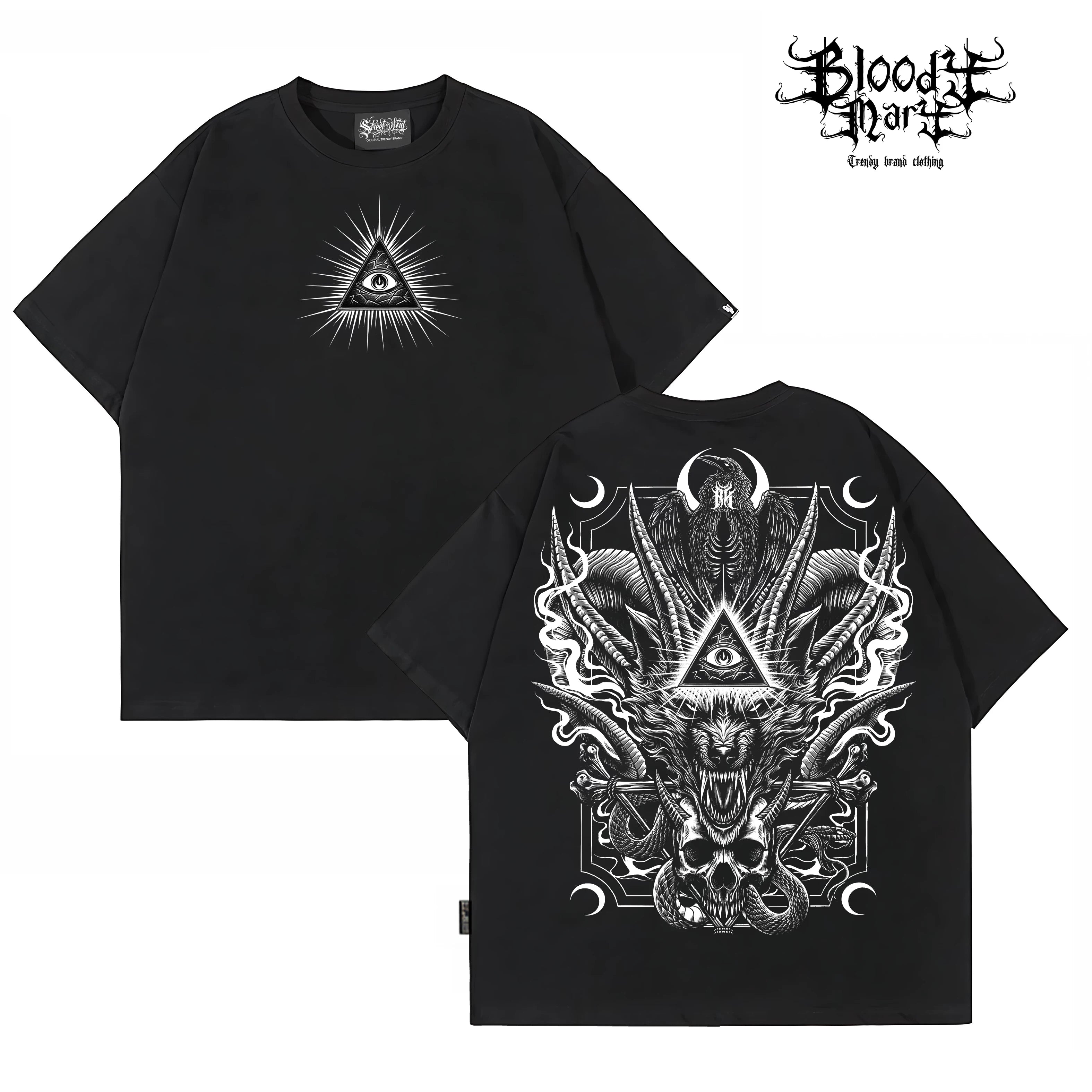 Original Trendy American Hip Hop Style Heavy Metal Printed Short Sleeve T-shirt for Men and Women, Loose Round Neck, Heavy Cotton, Rock