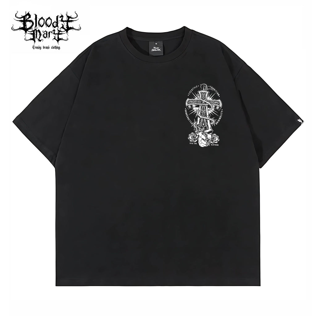 China-Chic Brand American street fancy character short sleeve men's and women's loose cotton heavy weight small crowd hip-hop clown T-shirt