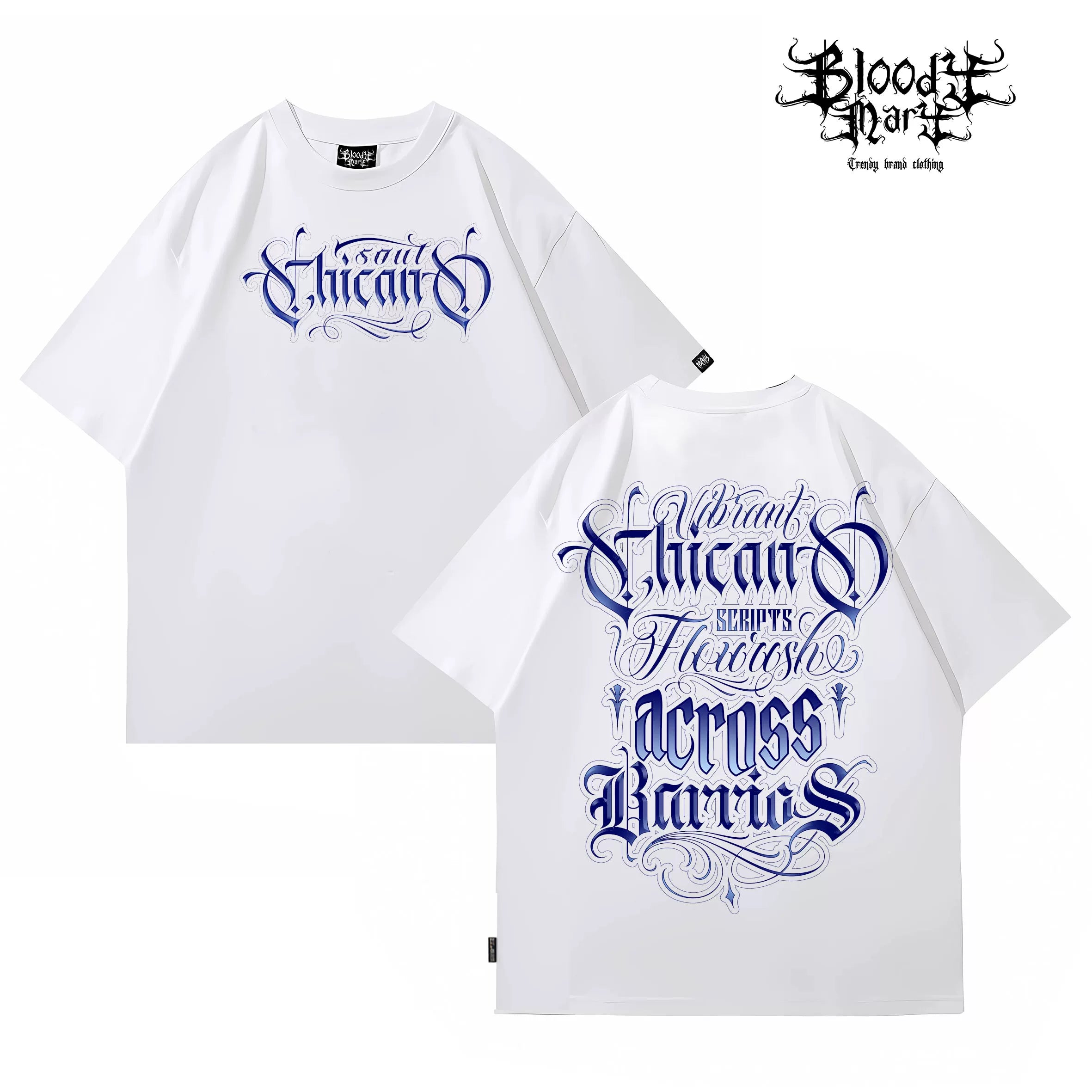 American street Chicano floral font short sleeved loose cotton heavyweight niche hip-hop tattoo artist trendy T-shirt