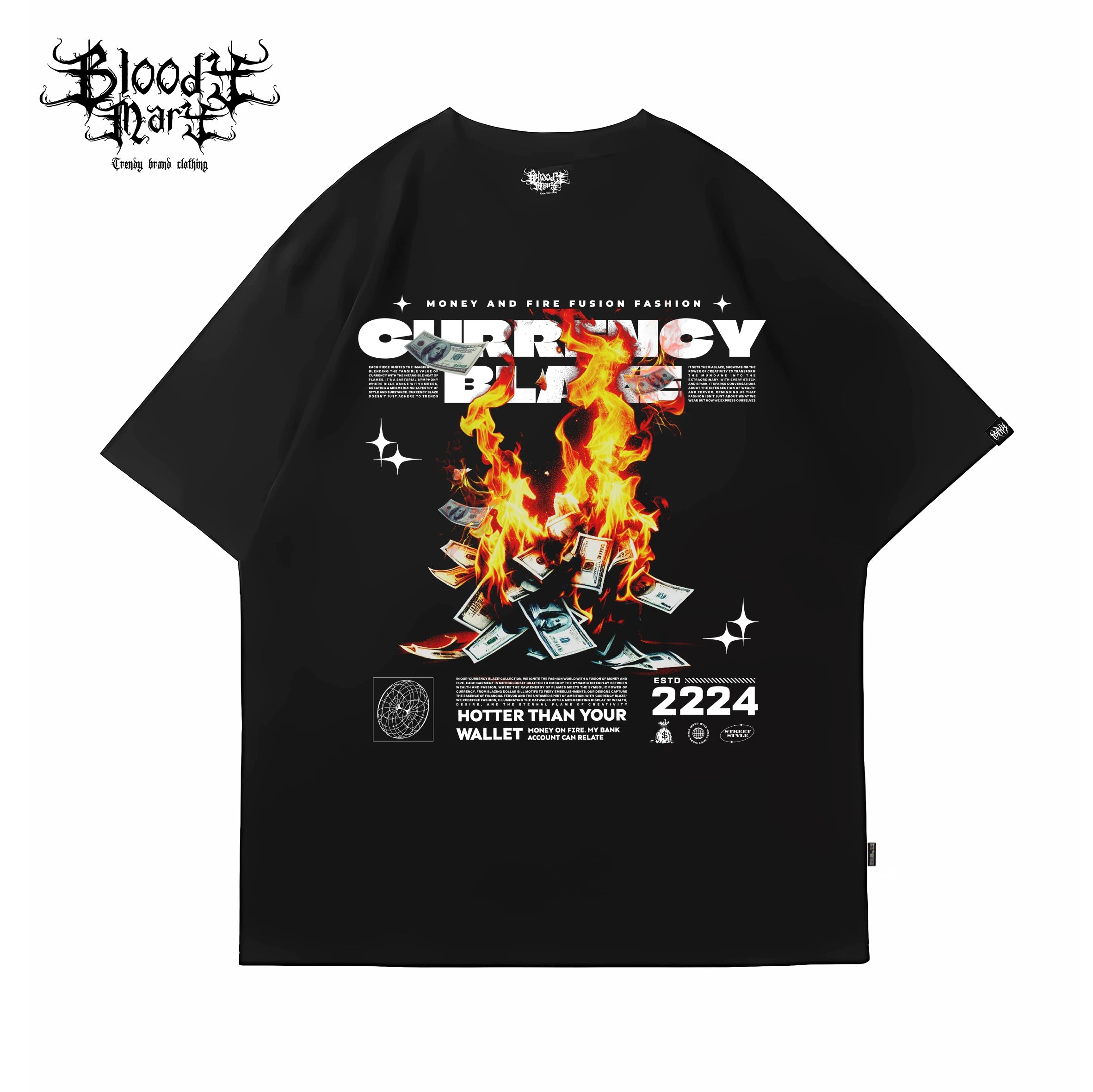 American Trendy Bandit Bandit Money Banknote Street Hip Hop T-shirt Trendy High Street Dance INS Tattoo West Coast