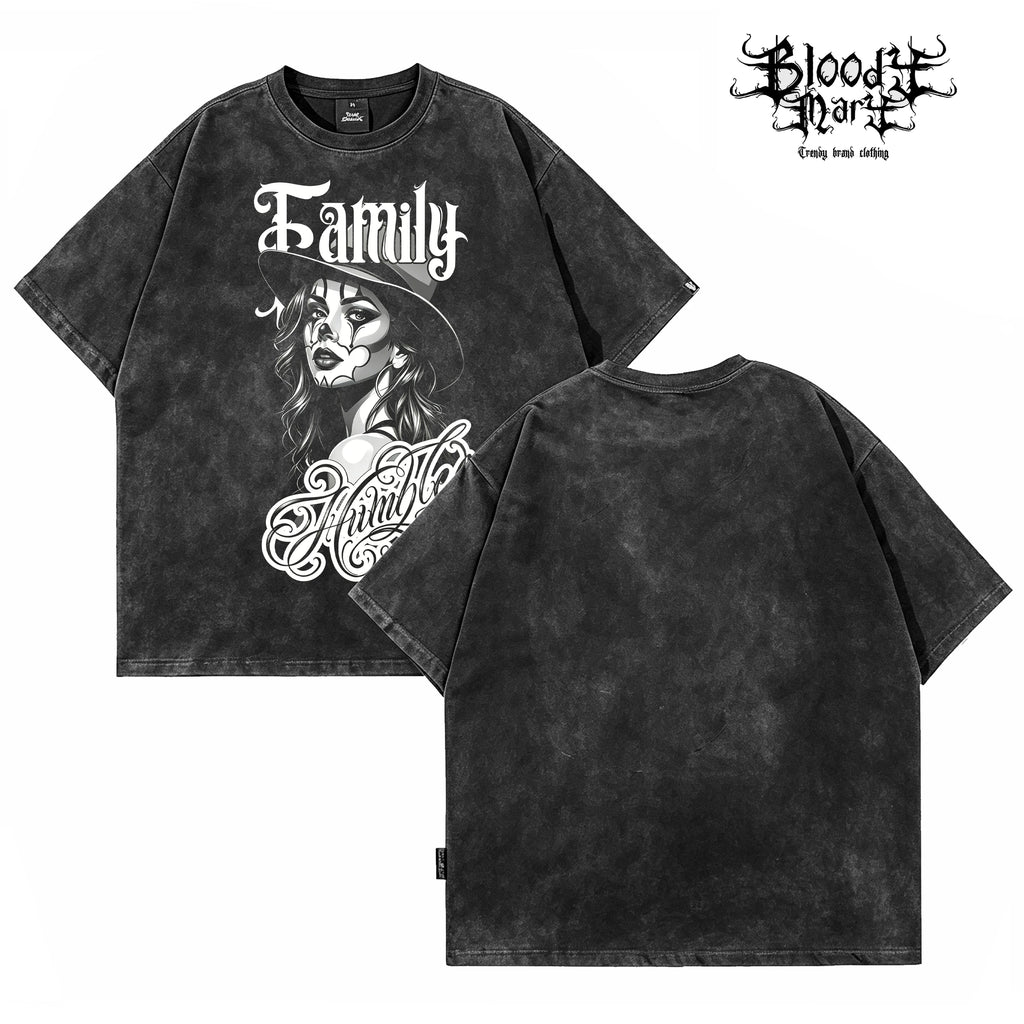 American retro rock style short sleeved T-shirt for men and women, washed and worn with loose letter print, street fashion brand, street style