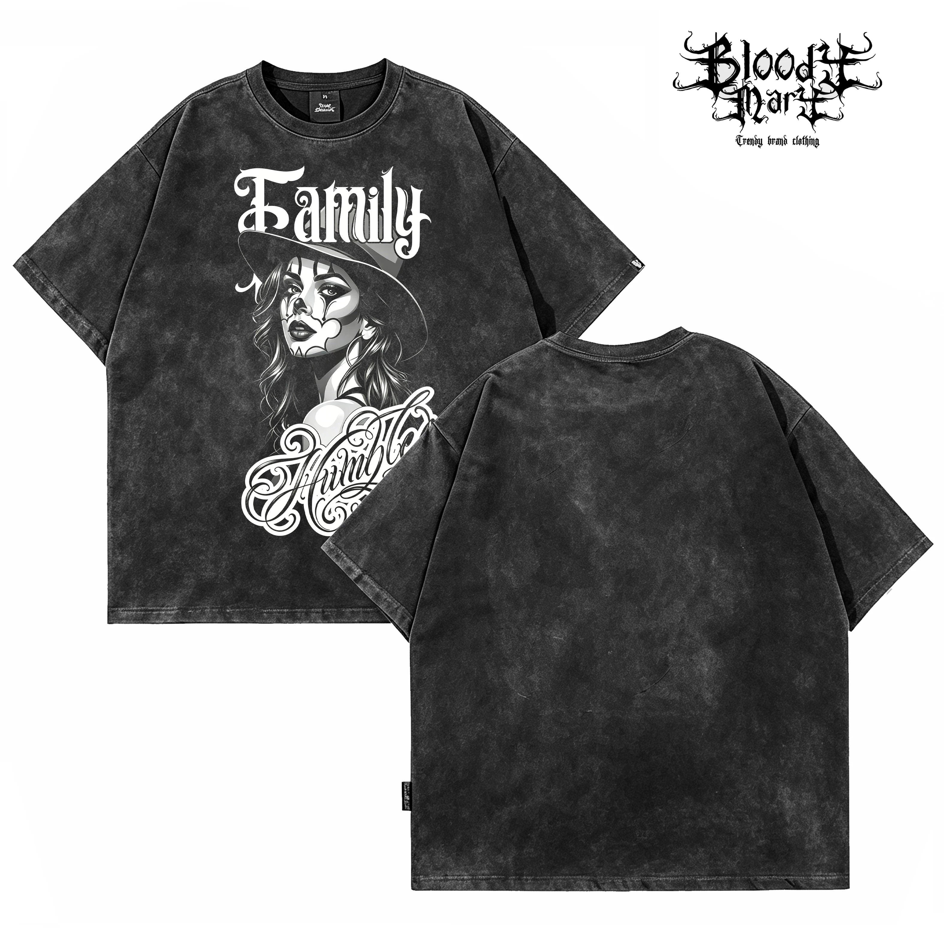 American retro rock style short sleeved T-shirt for men and women, washed and worn with loose letter print, street fashion brand, street style