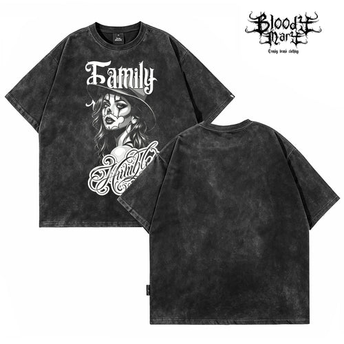 American retro rock style short sleeved T-shirt for men and women, washed and worn with loose letter print, street fashion brand, street style