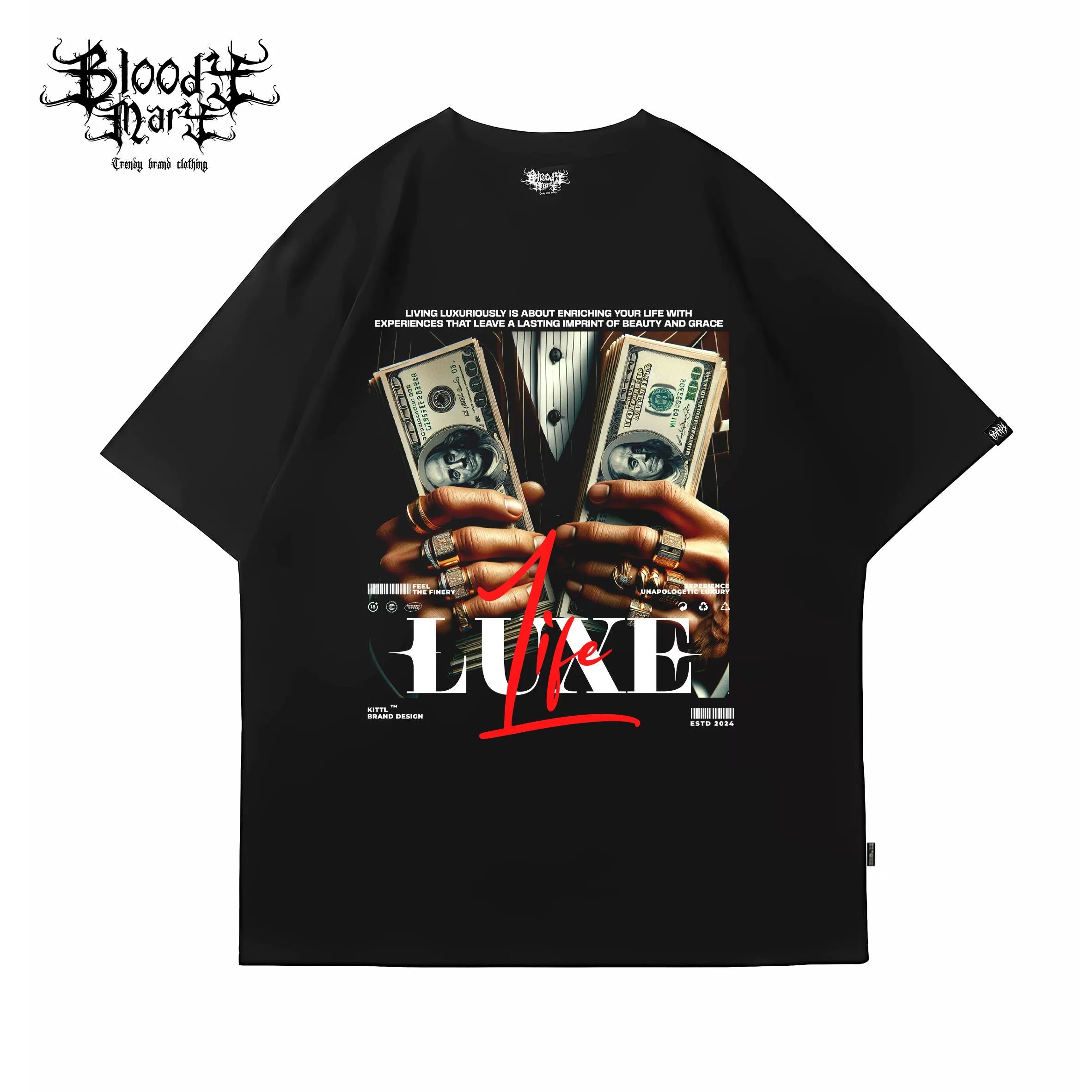 American Trendy Bandit Bandit Money Banknote Street Hip Hop T-shirt Trendy High Street Dance INS Tattoo West Coast