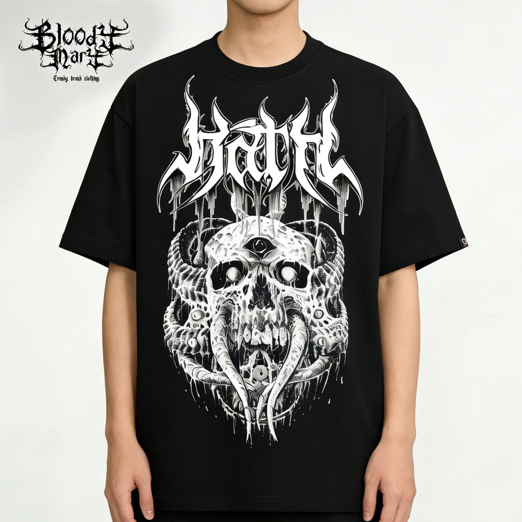 Flower shaped characters, Chicano skeleton, niche trendy brand, original hip-hop, heavyweight ins, tattoo artist, American street t-shirt