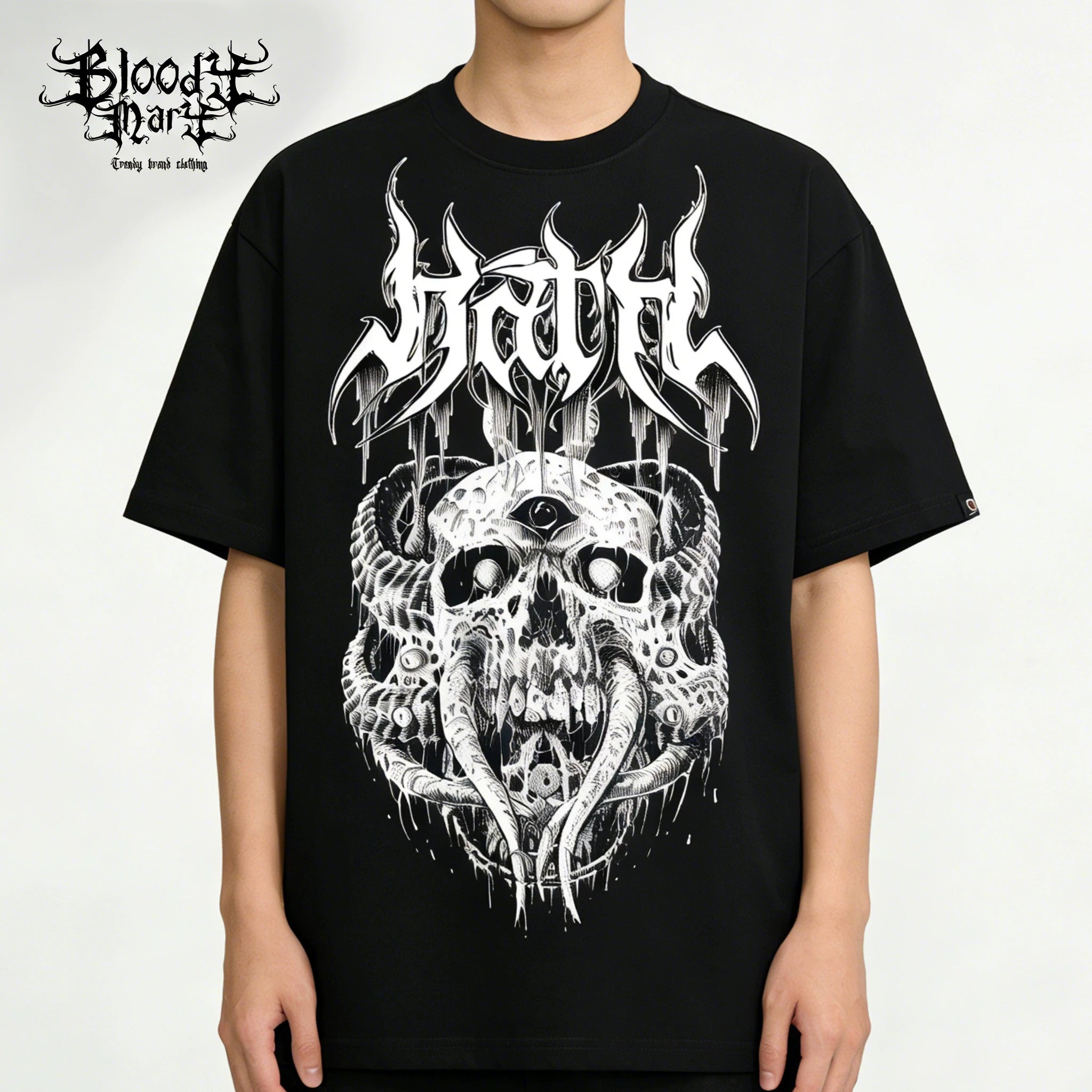 Flower shaped characters, Chicano skeleton, niche trendy brand, original hip-hop, heavyweight ins, tattoo artist, American street t-shirt