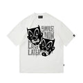 American fashion brand Kano floral font clown gang hip-hop English mask crying smiling face American heavyweight loose T-shirt