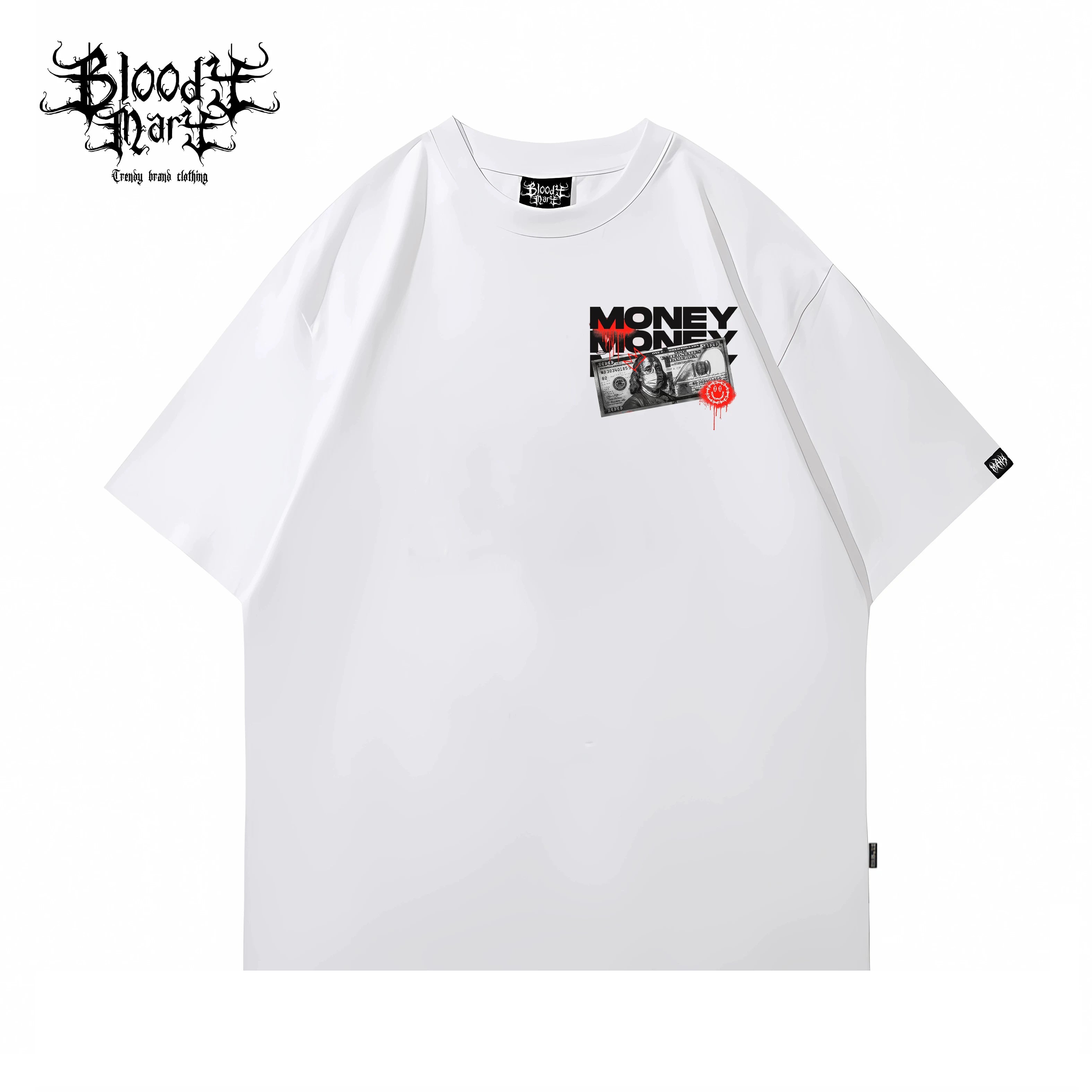 American street retro dollar bill short sleeved loose cotton heavyweight niche hip-hop tattoo artist trendy T-shirt
