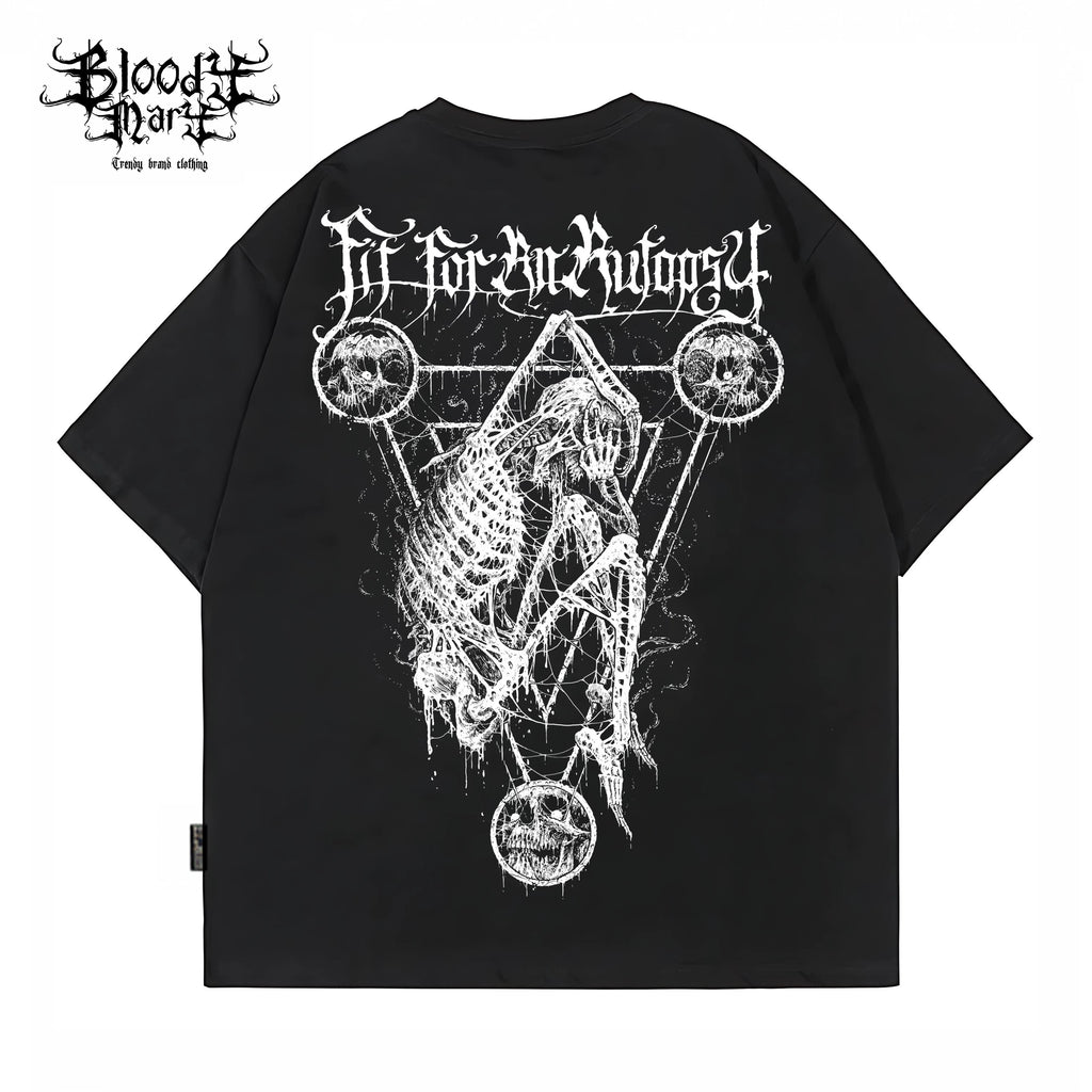 Trendy American retro niche floral characters Chicano heavyweight T-shirt original skull print tattoo artist loose