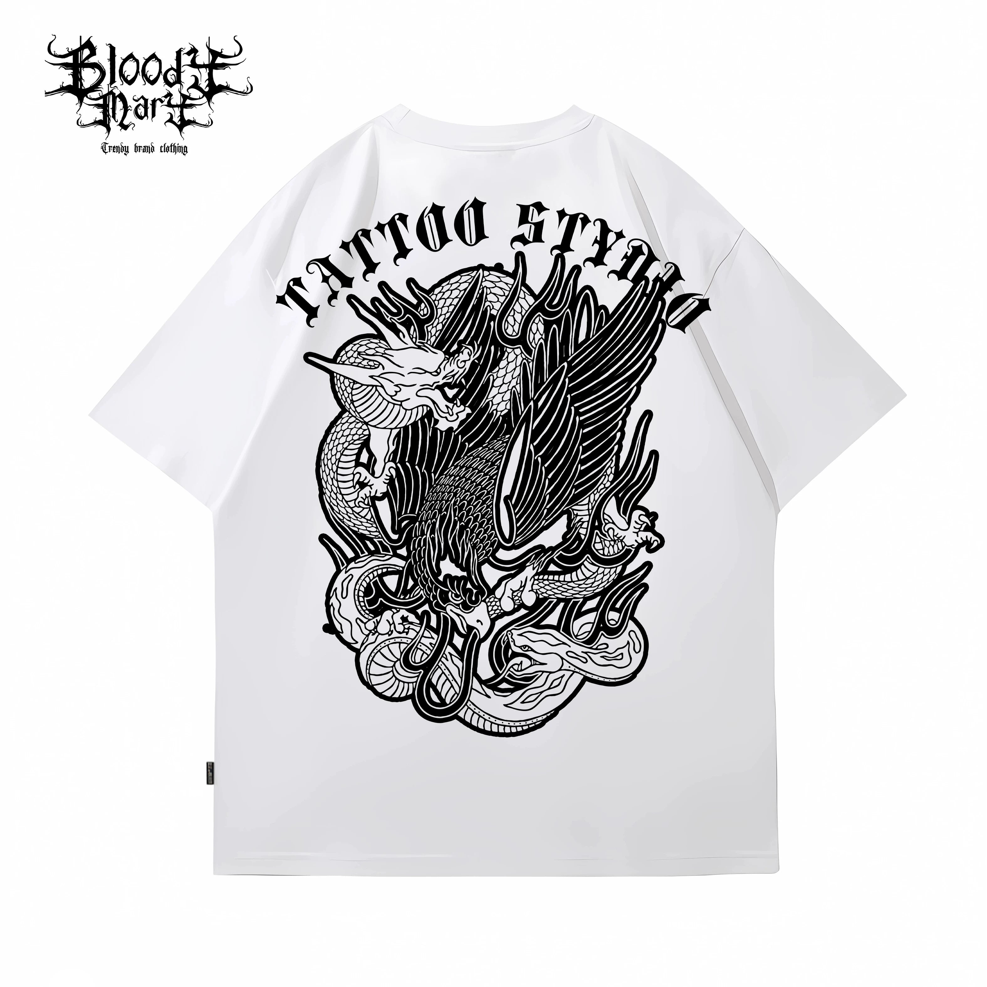 American street flower font short sleeved loose cotton heavyweight niche hip-hop tattoo artist trendy T-shirt