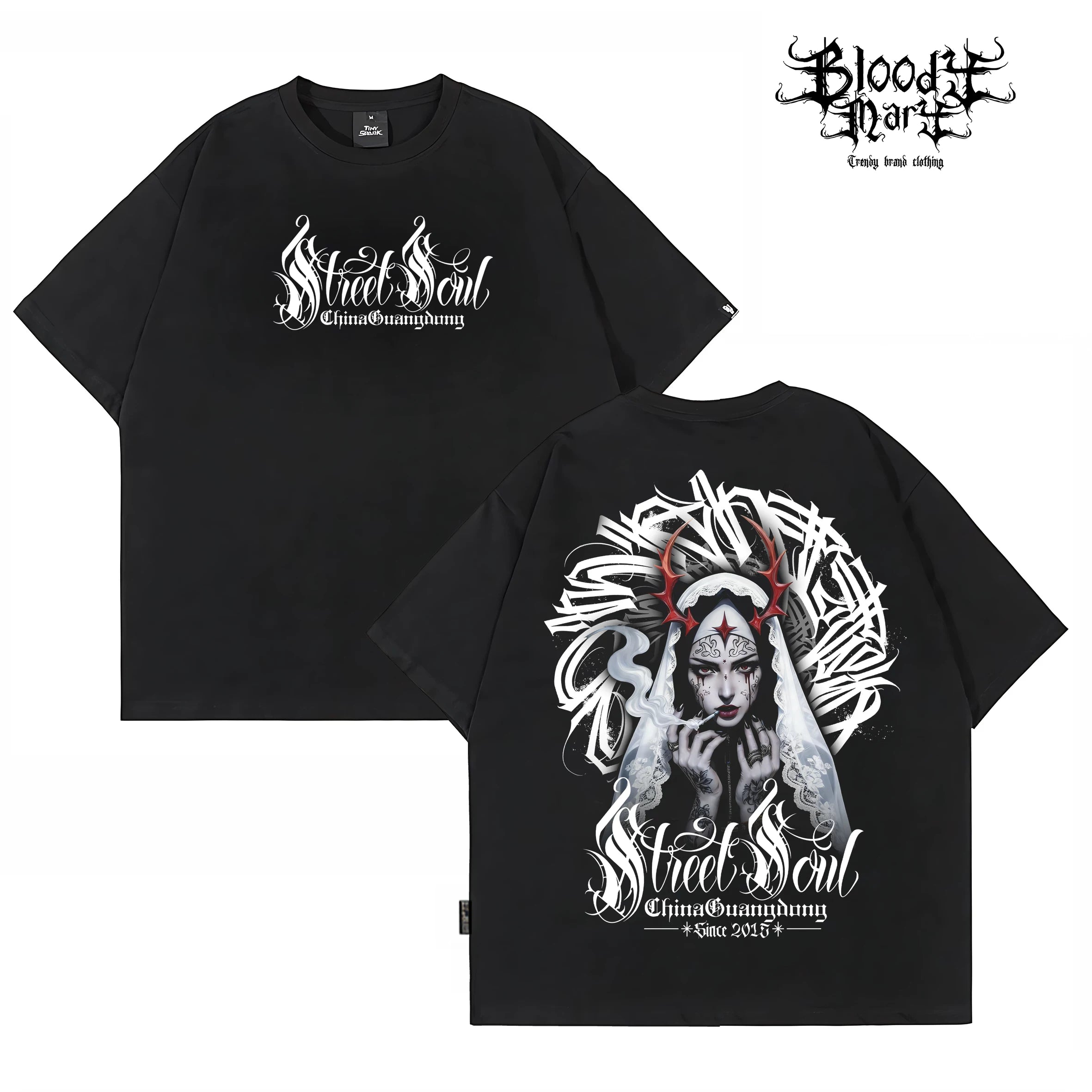 Original Trendy Brand American West Coast Hip Hop Style Black Short sleeved T-shirt Men's Loose Shoulder Printed Top Trendy Brand