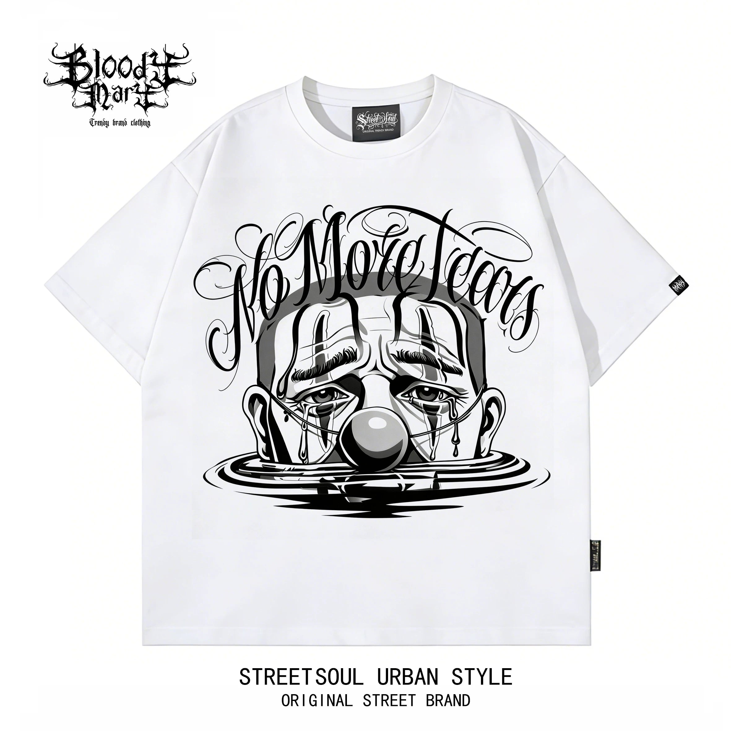 American West Coast floral font hip-hop style black short sleeved T-shirt men's loose shoulder letter printed street top