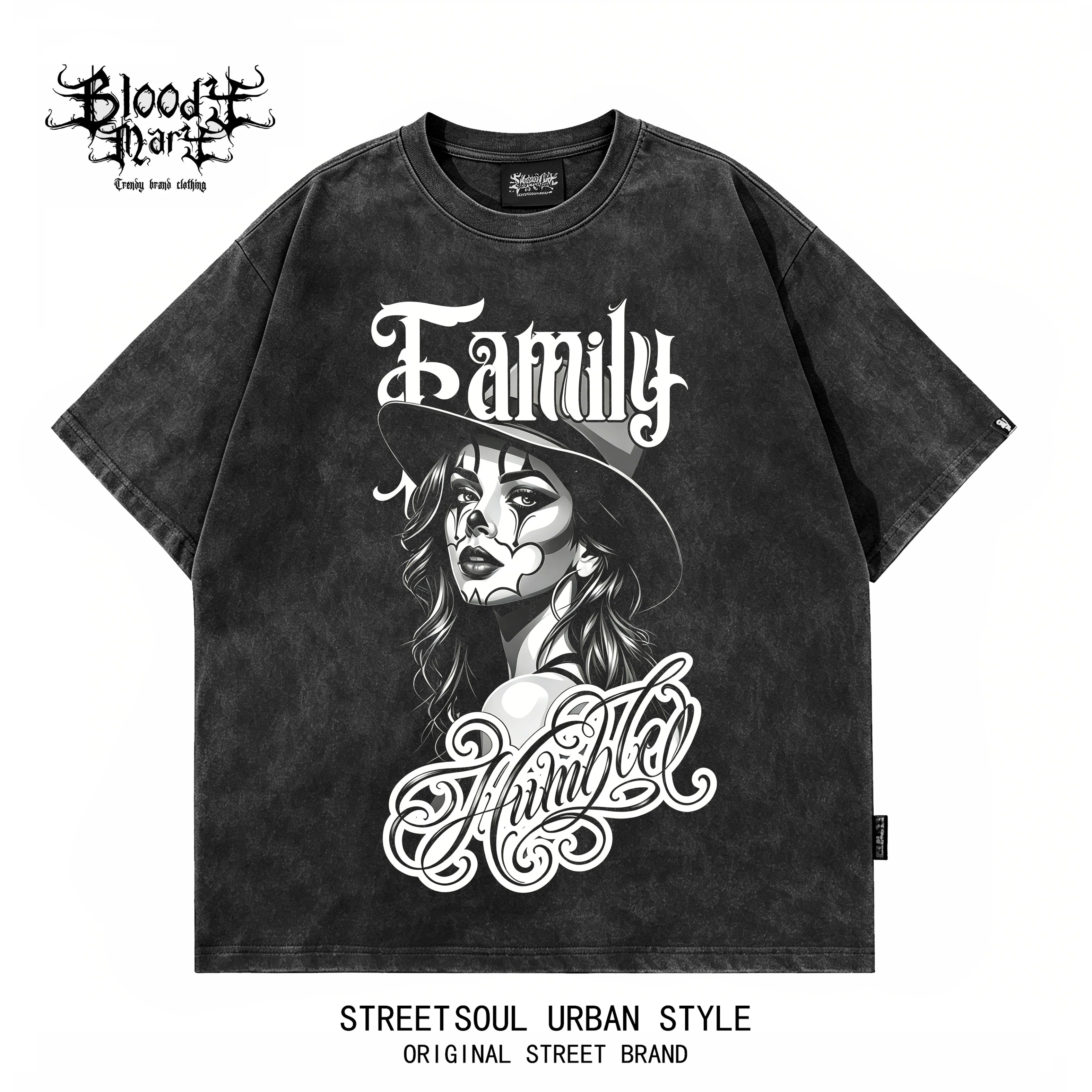American retro rock style short sleeved T-shirt for men and women, washed and worn with loose letter print, street fashion brand, street style