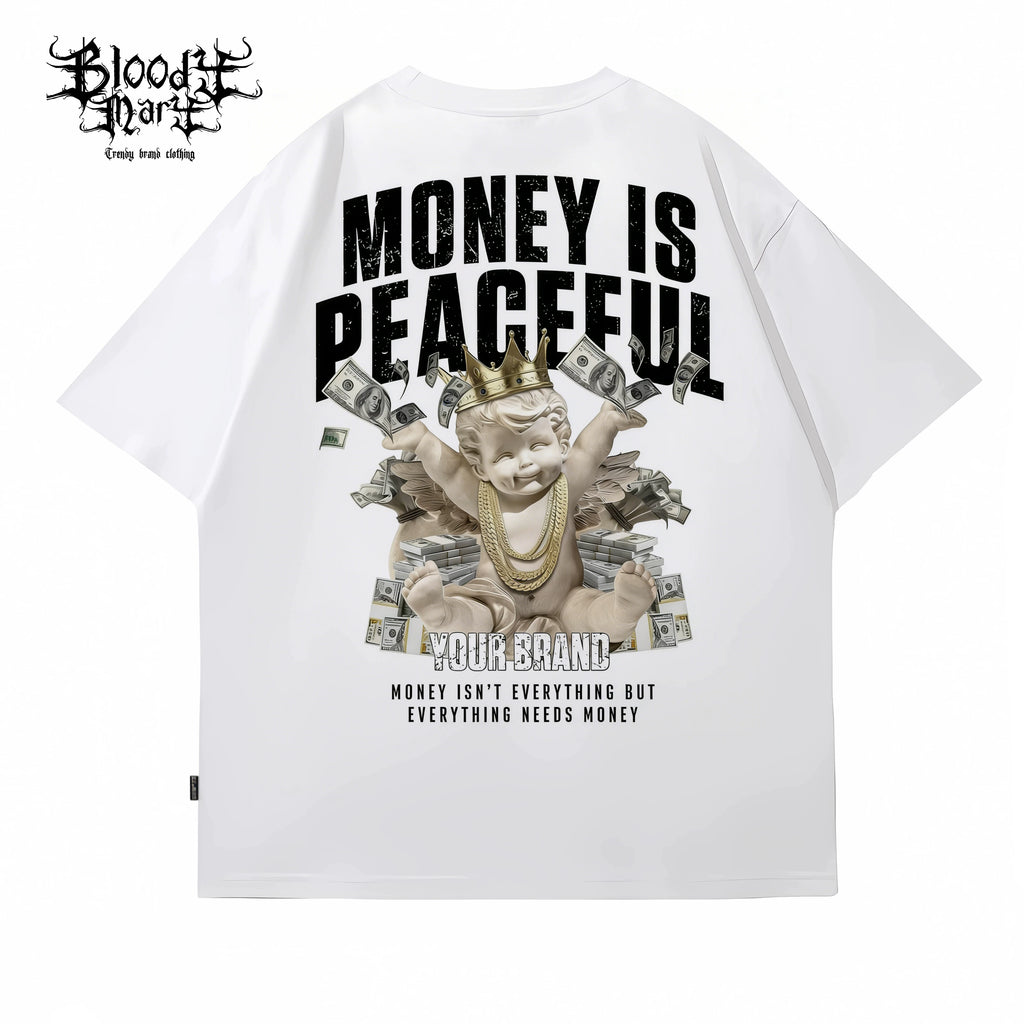 Trendy brand American hip-hop style short sleeved T-shirt for men and women, loose and versatile, street printed heavyweight pure cotton top, street style