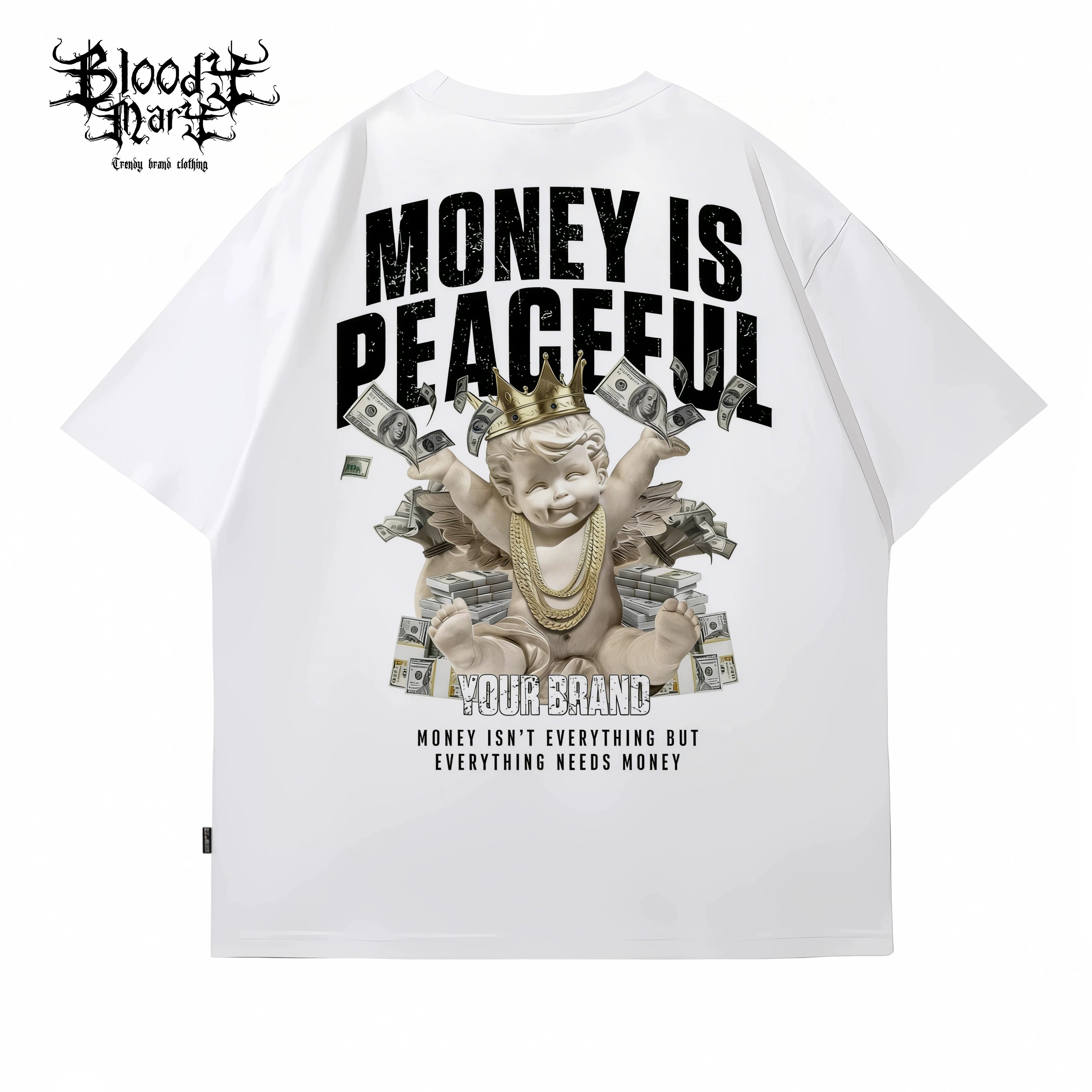 Trendy brand American hip-hop style short sleeved T-shirt for men and women, loose and versatile, street printed heavyweight pure cotton top, street style