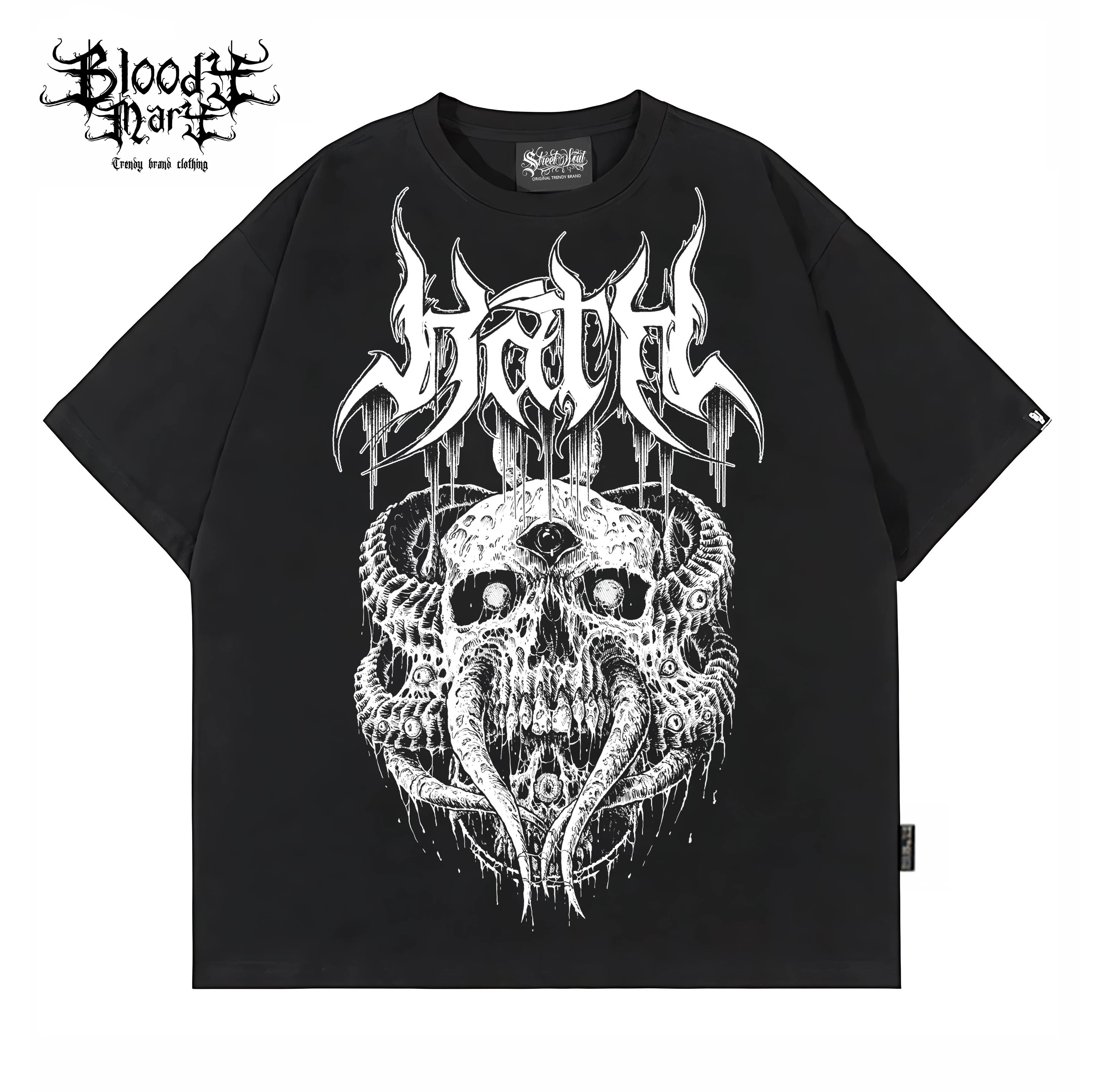 Flower shaped characters, Chicano skeleton, niche trendy brand, original hip-hop, heavyweight ins, tattoo artist, American street t-shirt