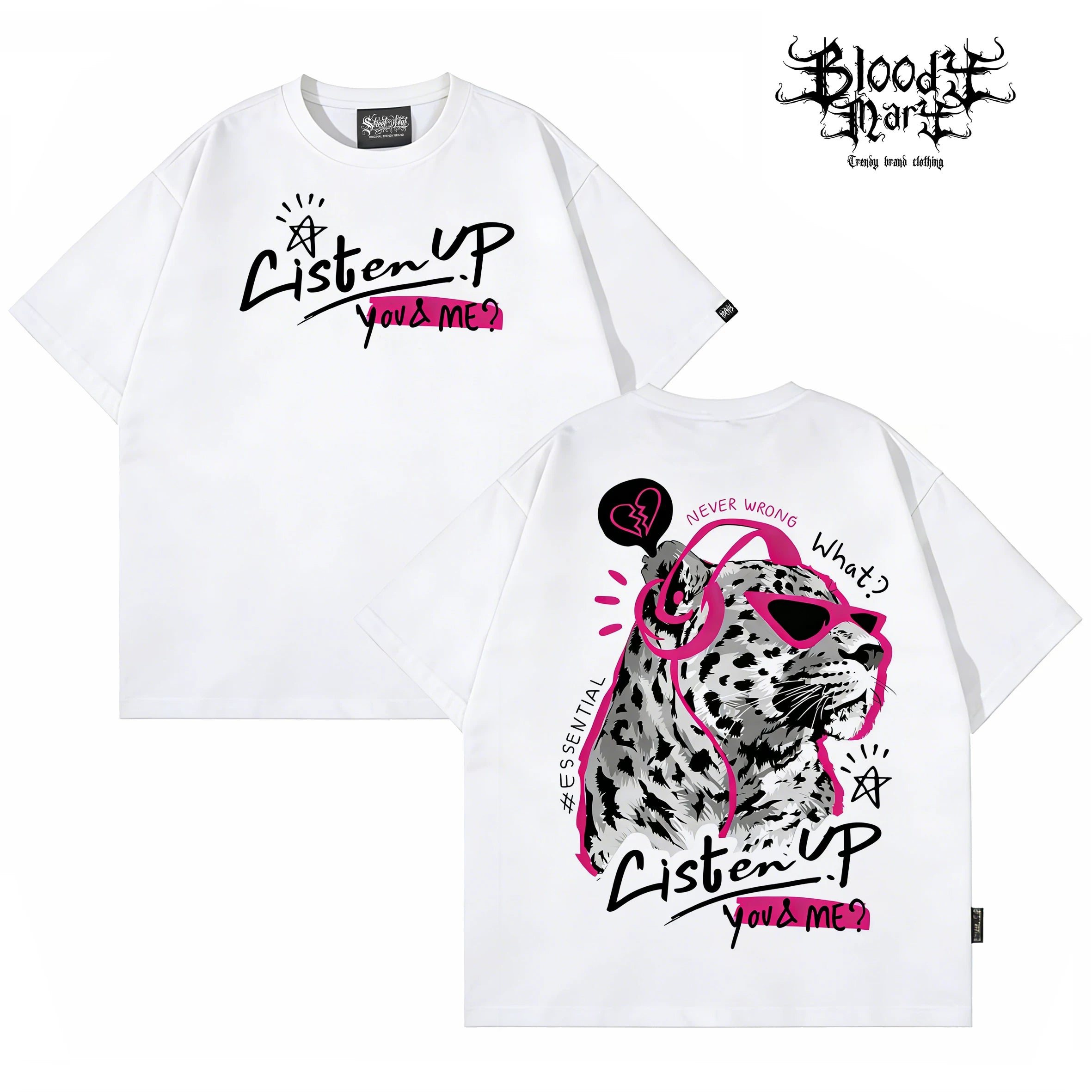 China-Chic style American printed short sleeved T-shirt for men and women loose street trend summer new black T-shirt leopard print