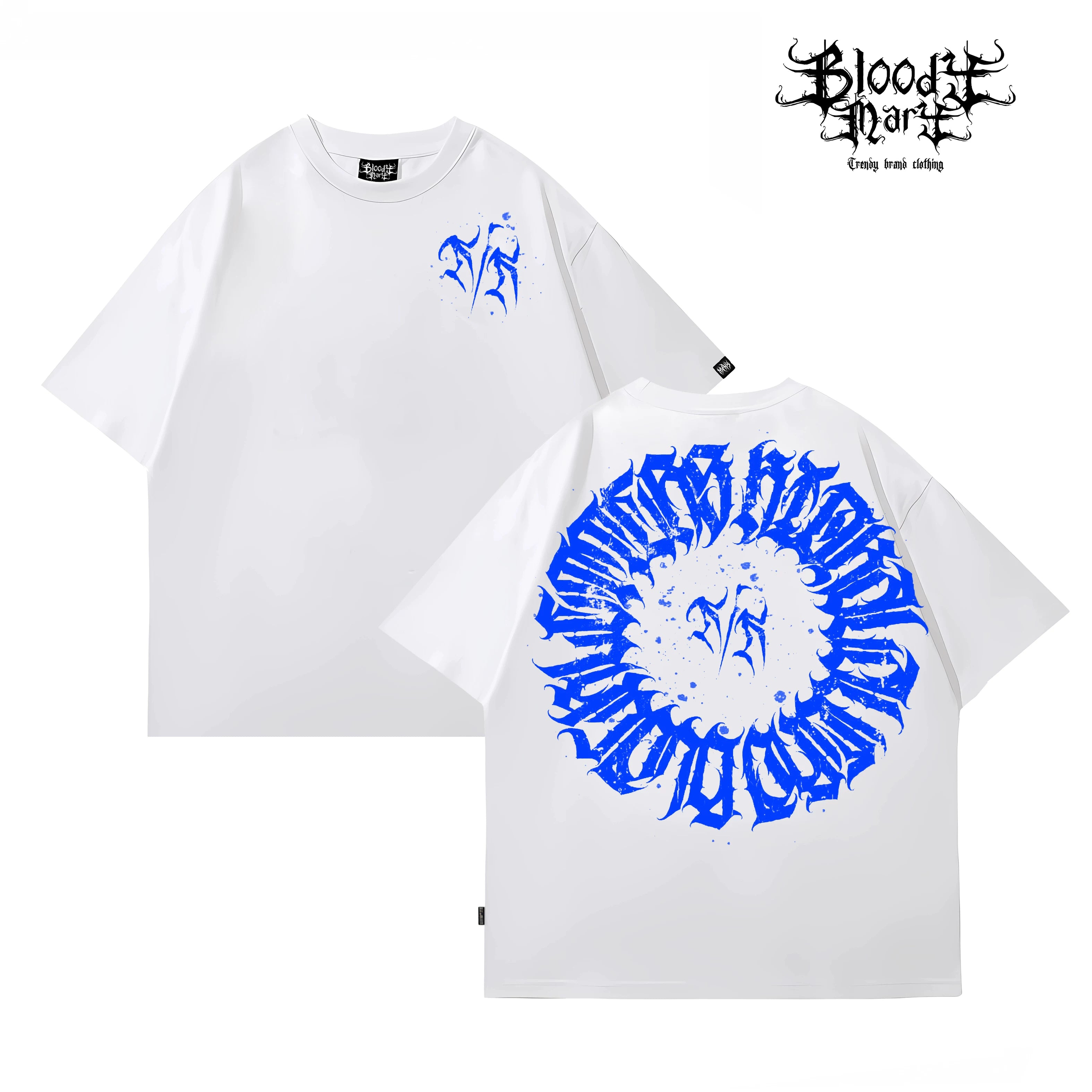 American street retro floral font Chicano West Coast pure cotton heavyweight niche hip-hop tattoo artist trendy T-shirt