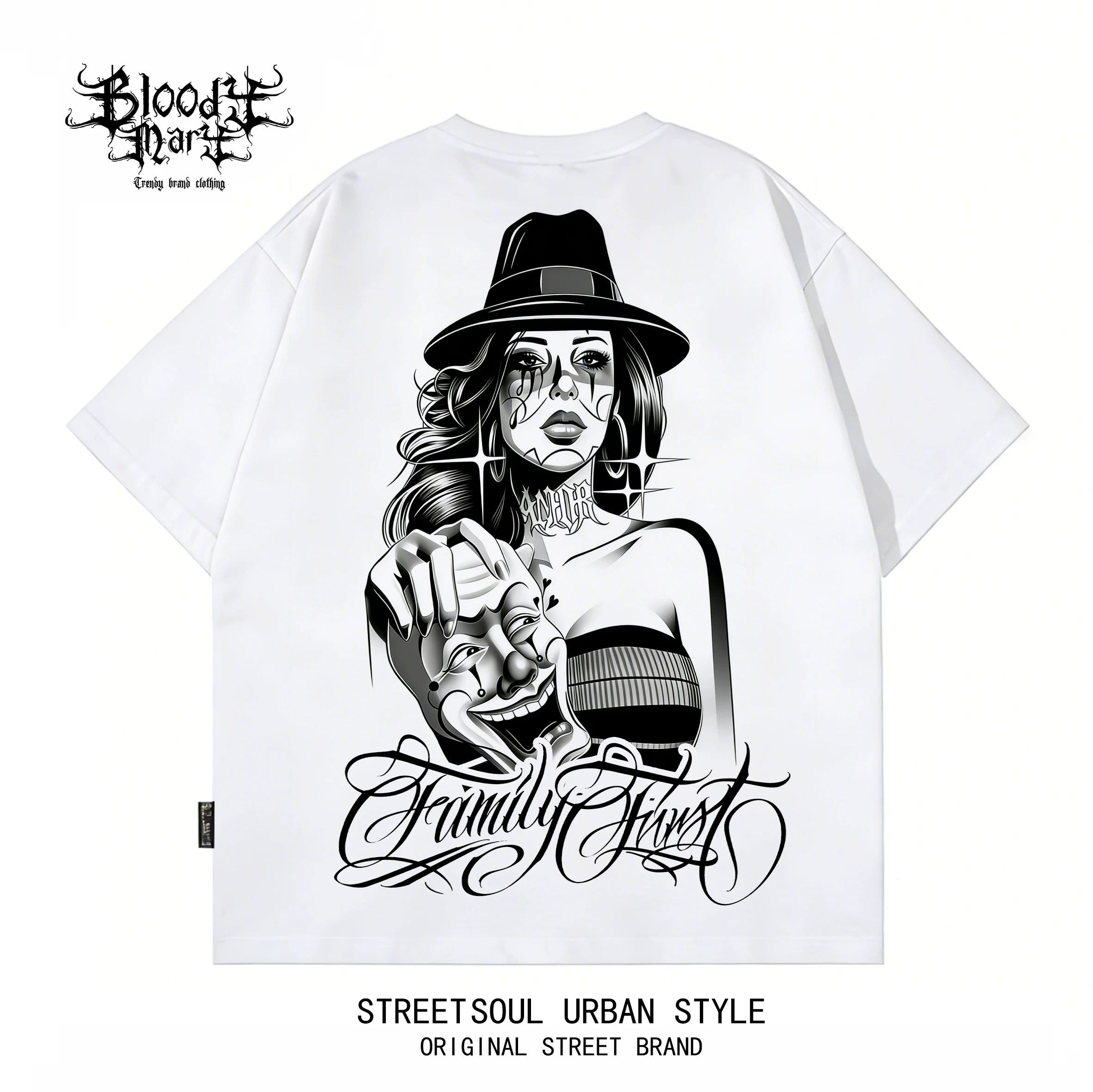 Chicano West Coast OG Black Short sleeved T-shirt Street Trendy Printed Round Neck Loose Top