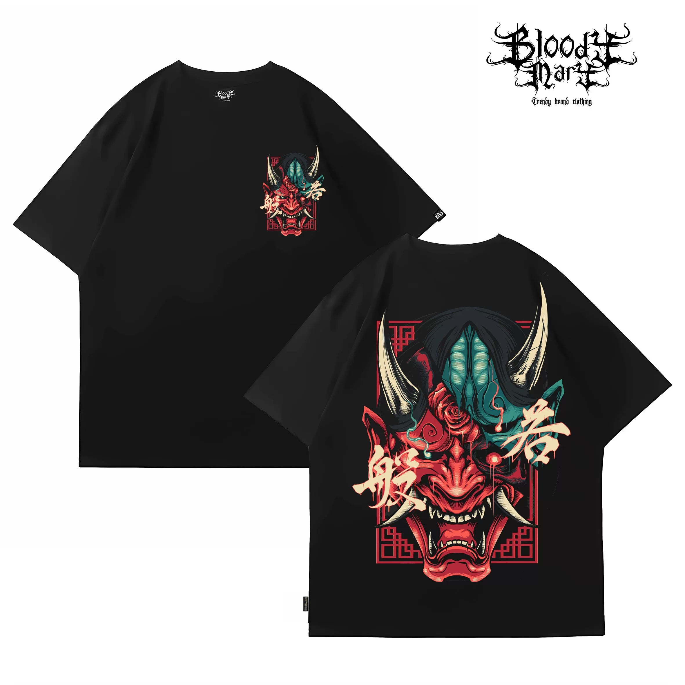 Original Fashion Brand American Short Sleeve T-shirt China-Chic Men and Women Japanese Prajna Tattoo Artist Summer Hip Hop Hip Hop
