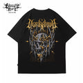 American street hip-hop, dark gothic style, metal printed short sleeved T-shirt, men's and women's loose casual versatile top trend