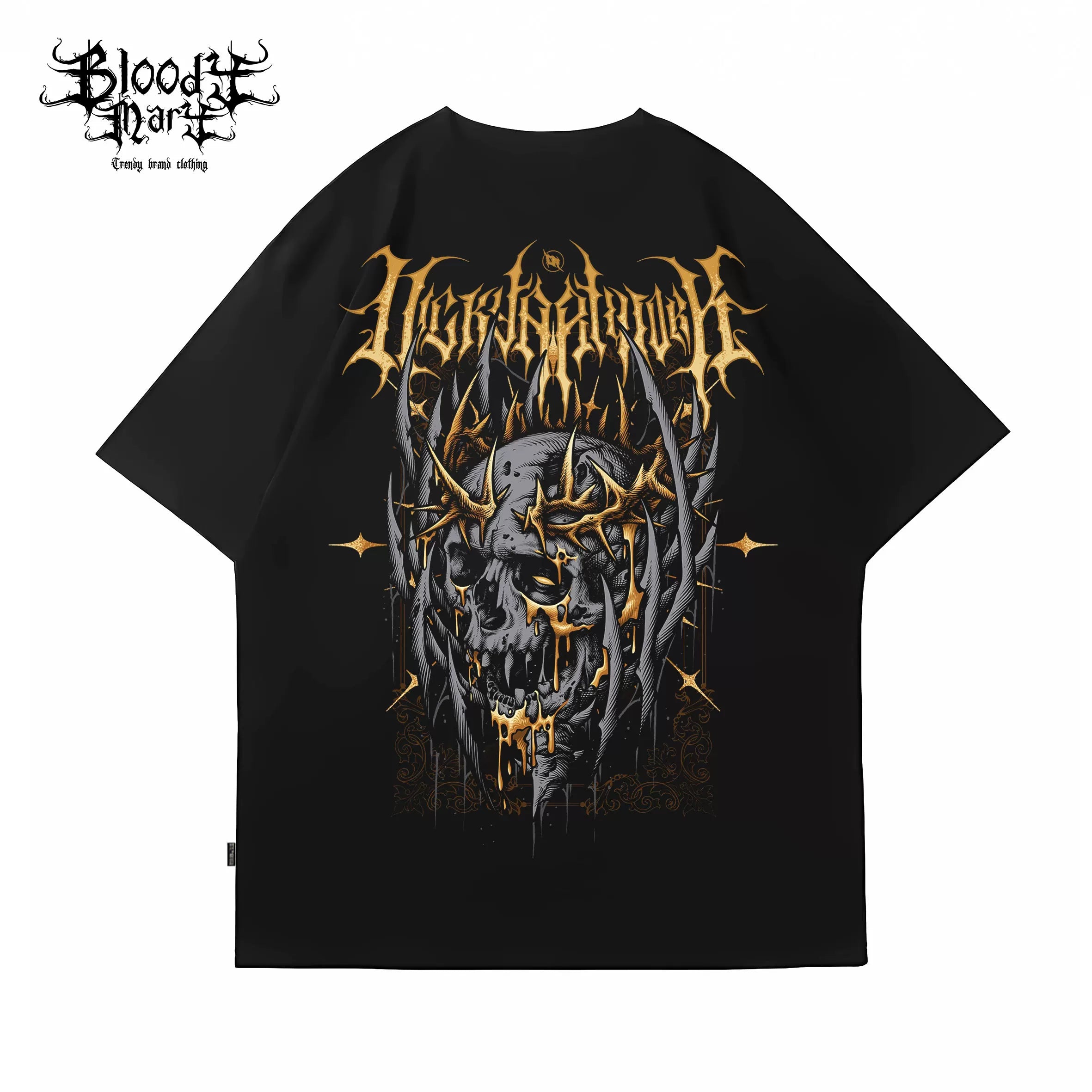 American street hip-hop, dark gothic style, metal printed short sleeved T-shirt, men's and women's loose casual versatile top trend