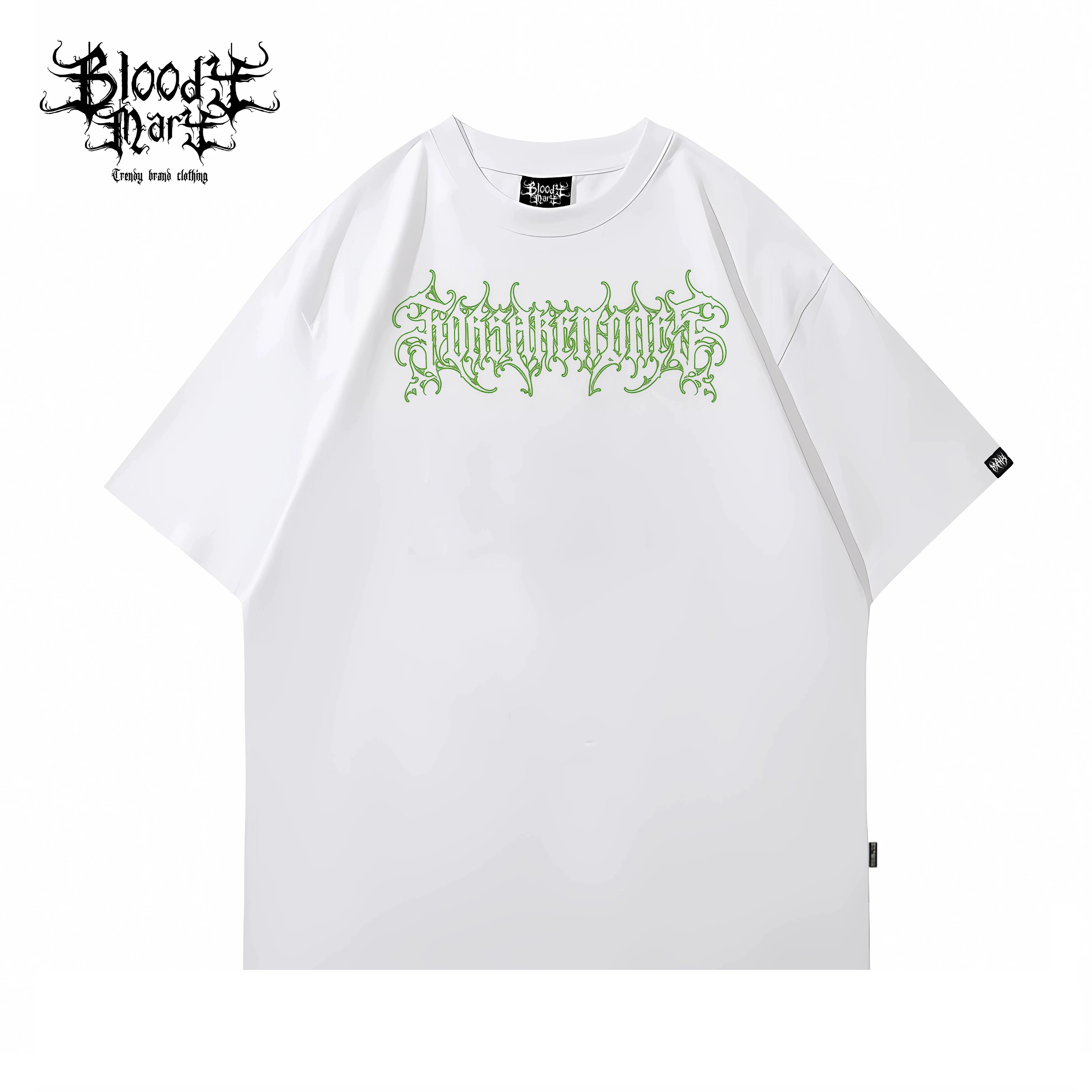 American street flower font short sleeved loose cotton heavyweight niche hip-hop tattoo artist trendy T-shirt flame letter