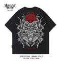 Dark style skull print short sleeved T-shirt for both men and women, loose street retro rock top