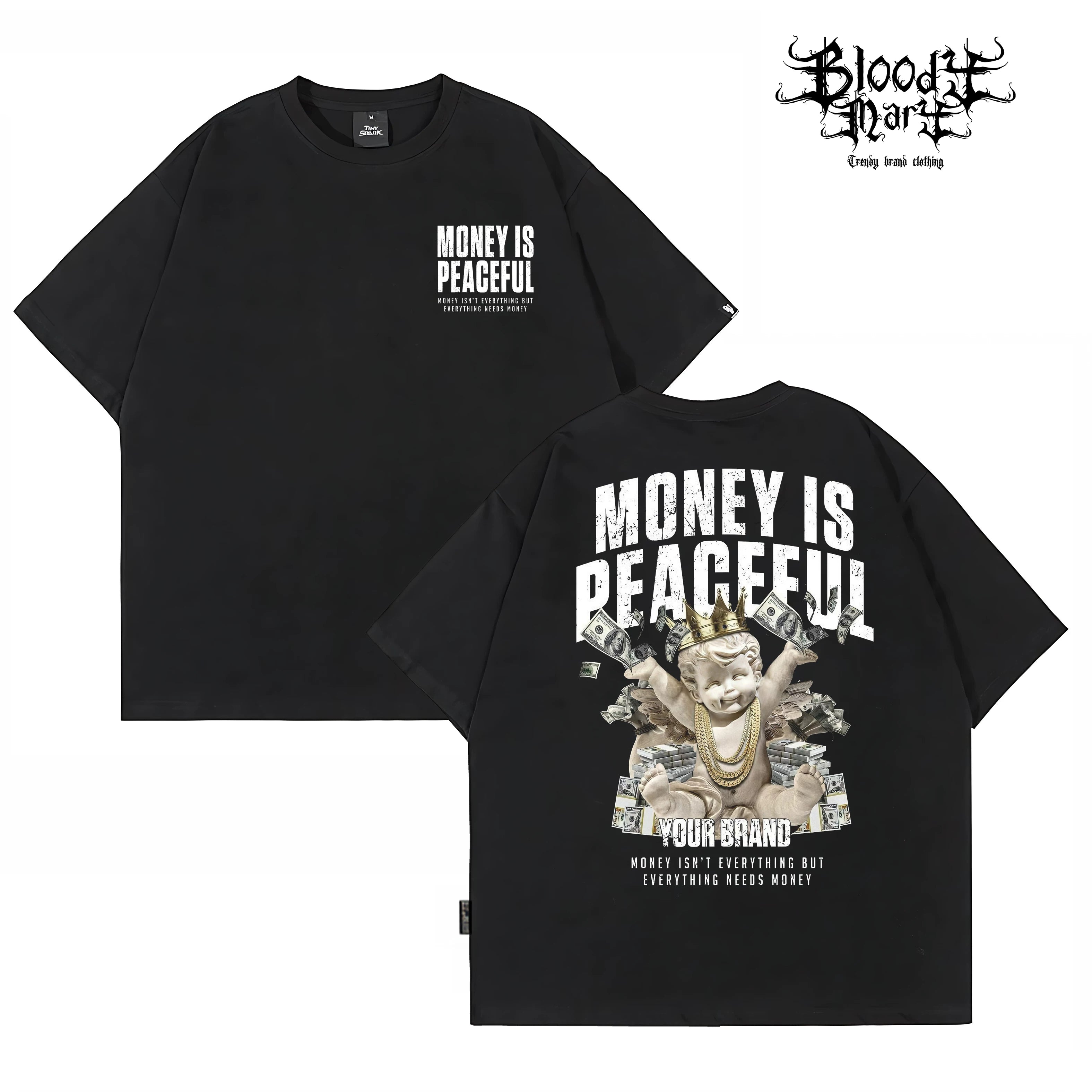 Trendy brand American hip-hop style short sleeved T-shirt for men and women, loose and versatile, street printed heavyweight pure cotton top, street style