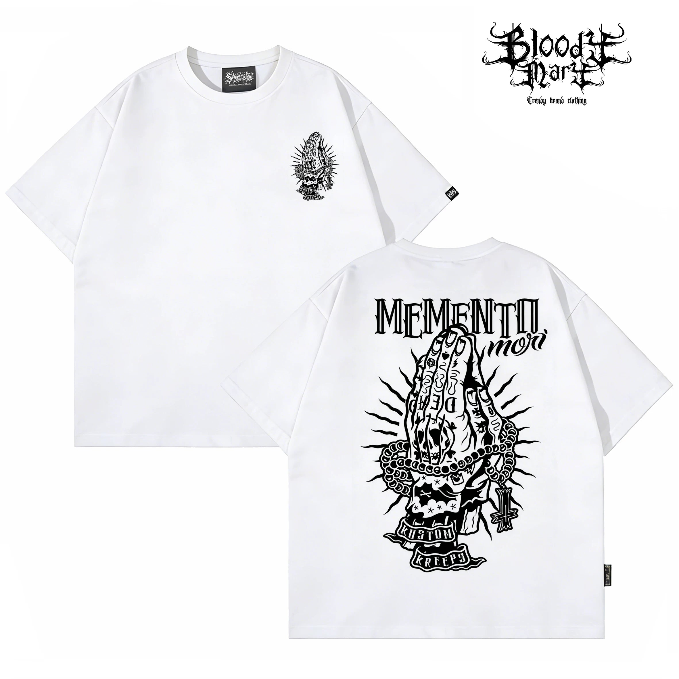 Chicano Black Short sleeved T-shirt with American Trendy Brand, Men's Printed Heavy duty Cotton Loose Top, West Coast Floral Font